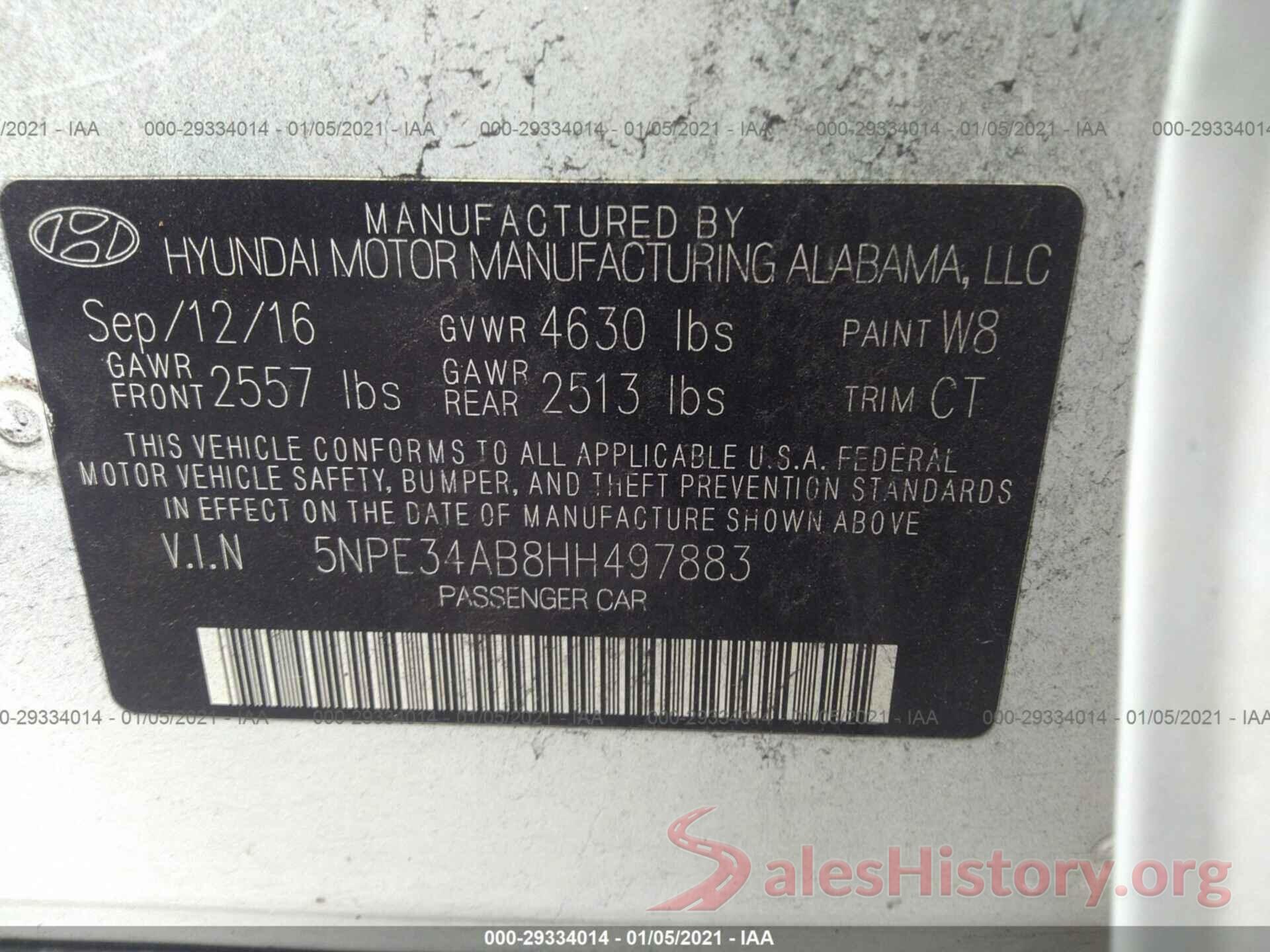 5NPE34AB8HH497883 2017 HYUNDAI SONATA