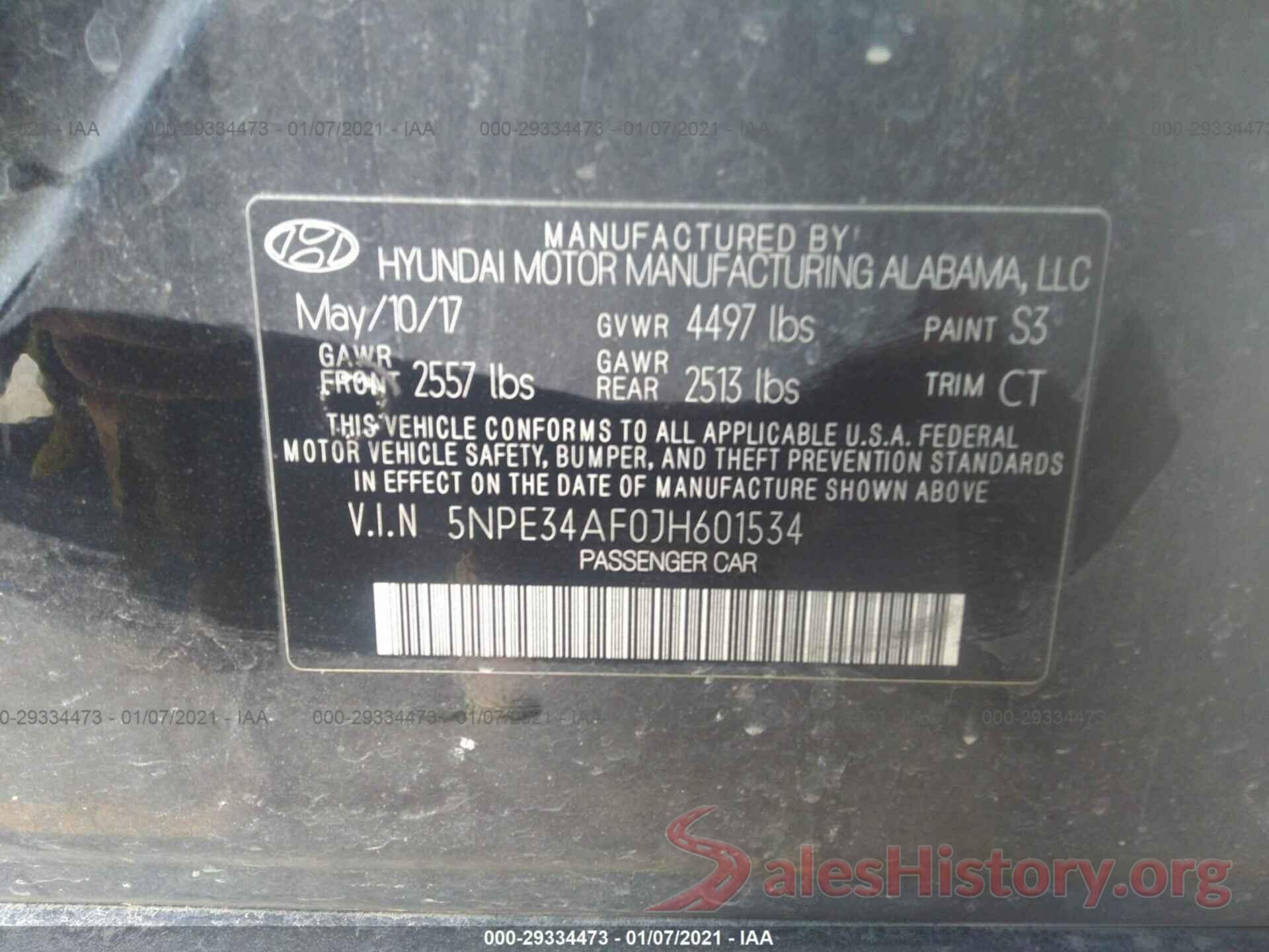 5NPE34AF0JH601534 2018 HYUNDAI SONATA