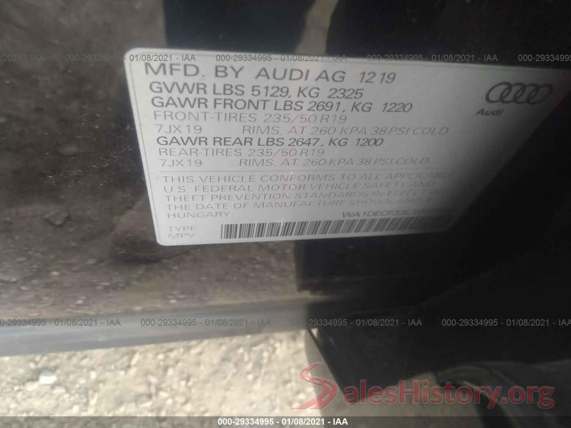 WA1DECF33L1059560 2020 AUDI Q3