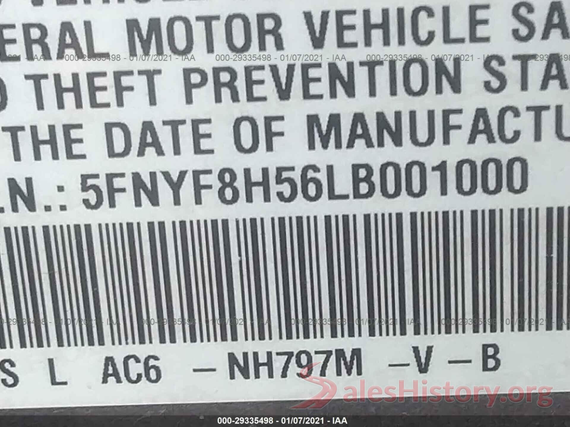 5FNYF8H56LB001000 2020 HONDA PASSPORT