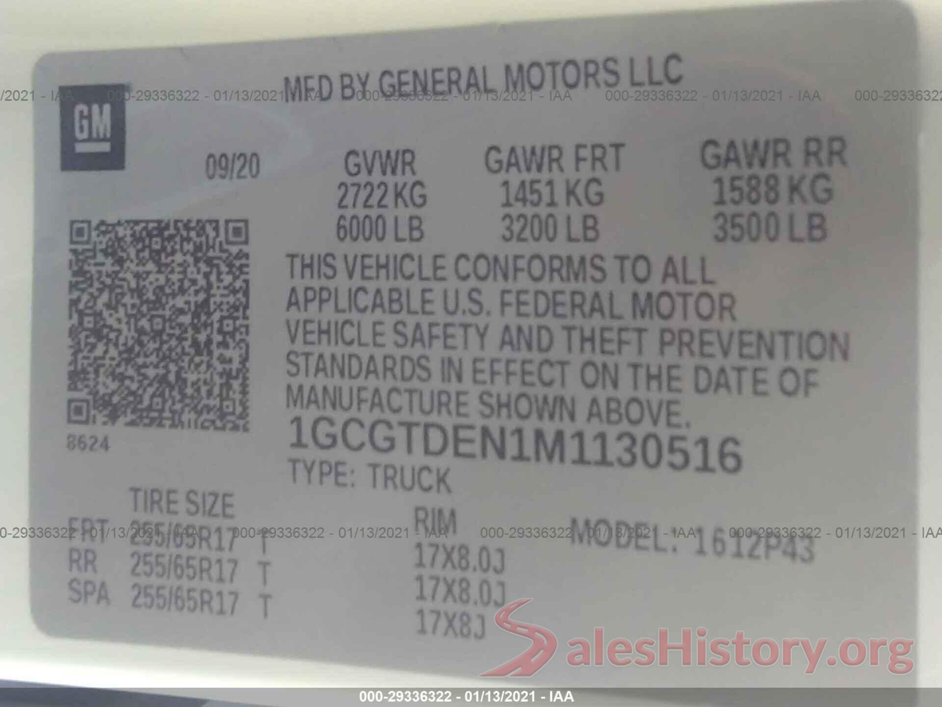 1GCGTDEN1M1130516 2021 CHEVROLET COLORADO