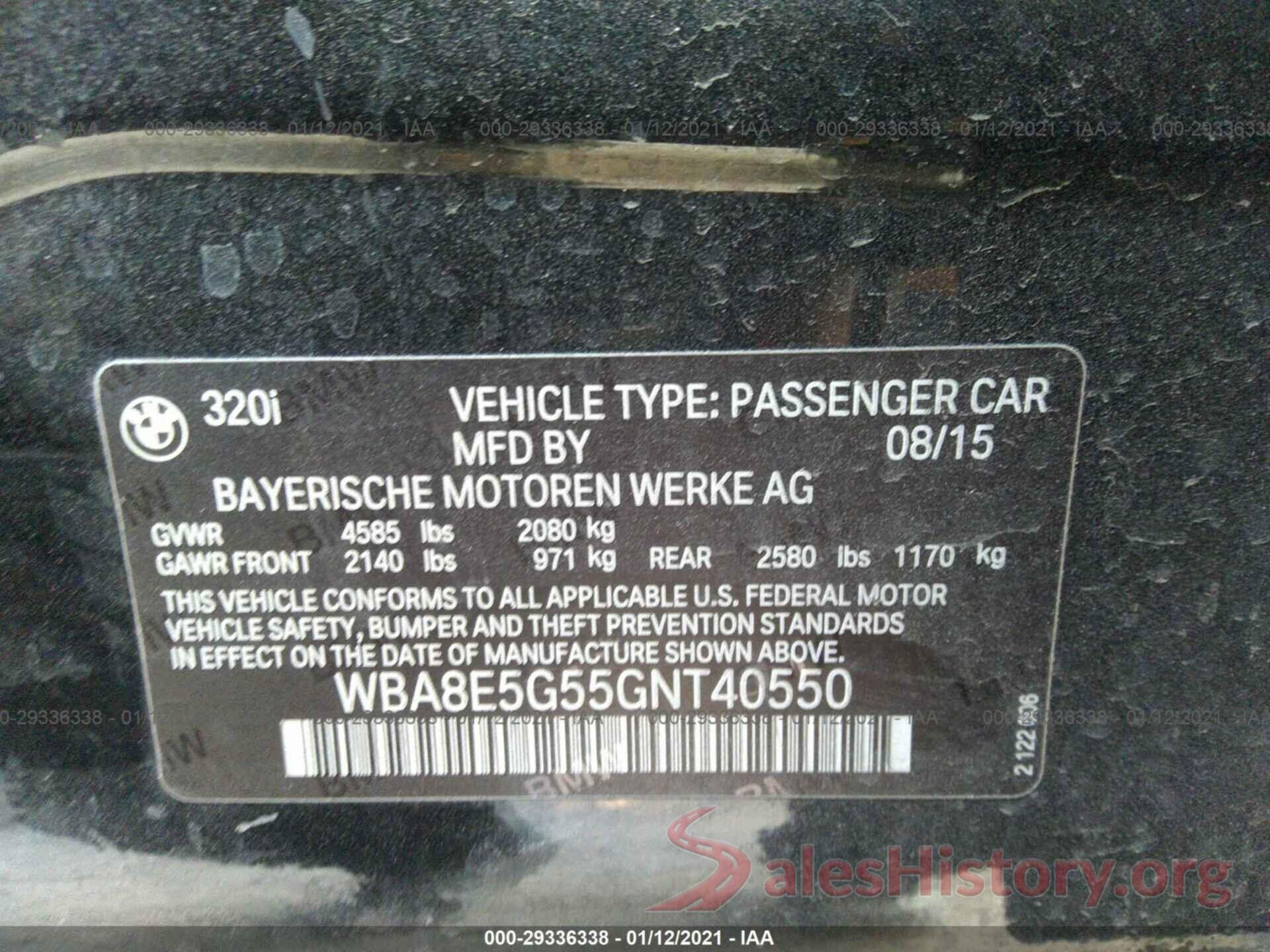 WBA8E5G55GNT40550 2016 BMW 3 SERIES