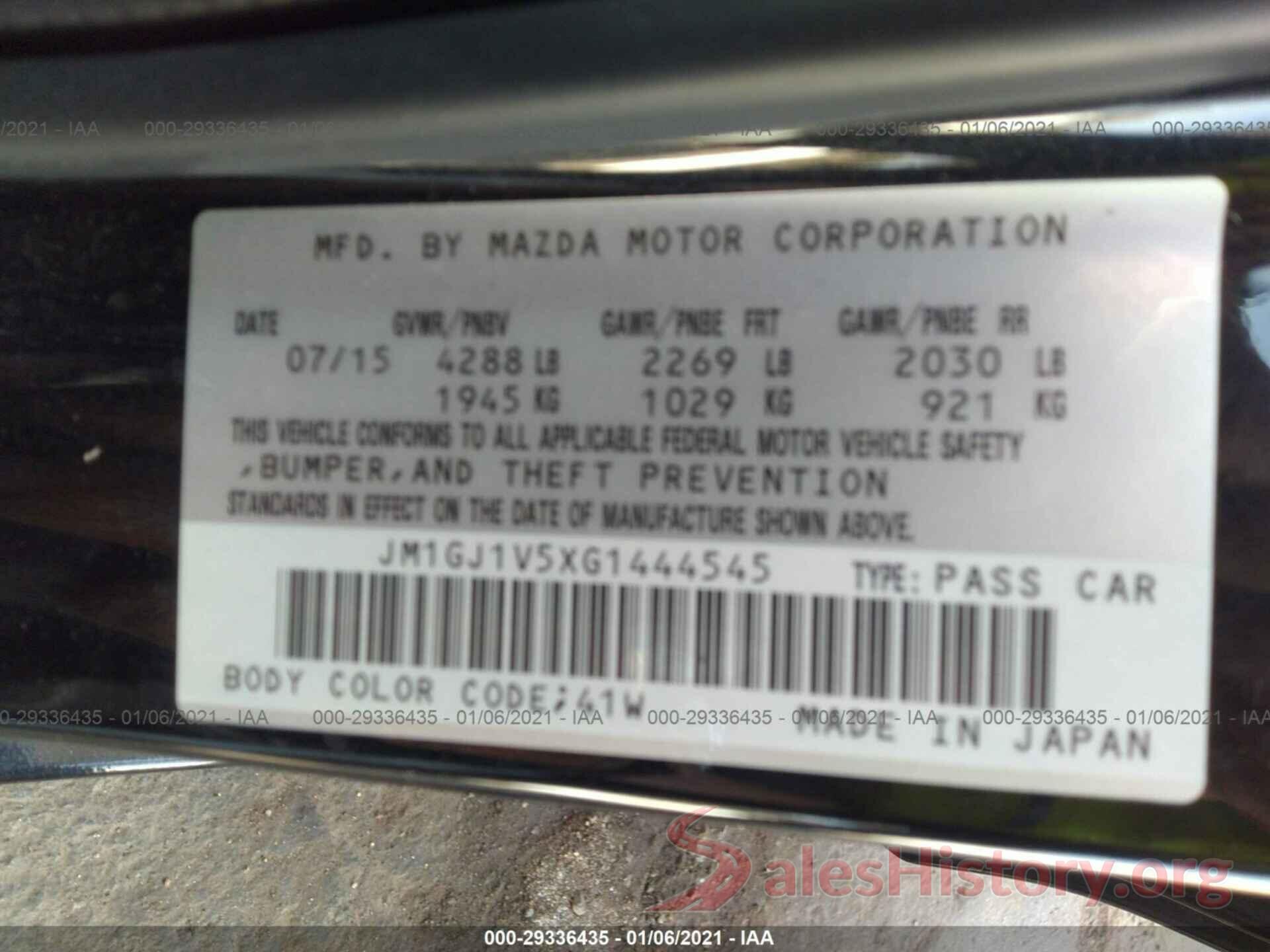 JM1GJ1V5XG1444545 2016 MAZDA MAZDA6