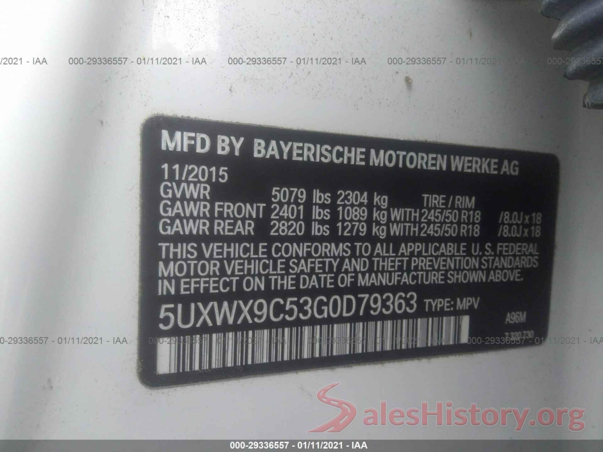 5UXWX9C53G0D79363 2016 BMW X3