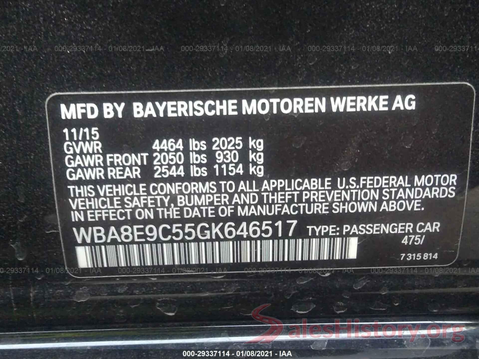 WBA8E9C55GK646517 2016 BMW 3 SERIES