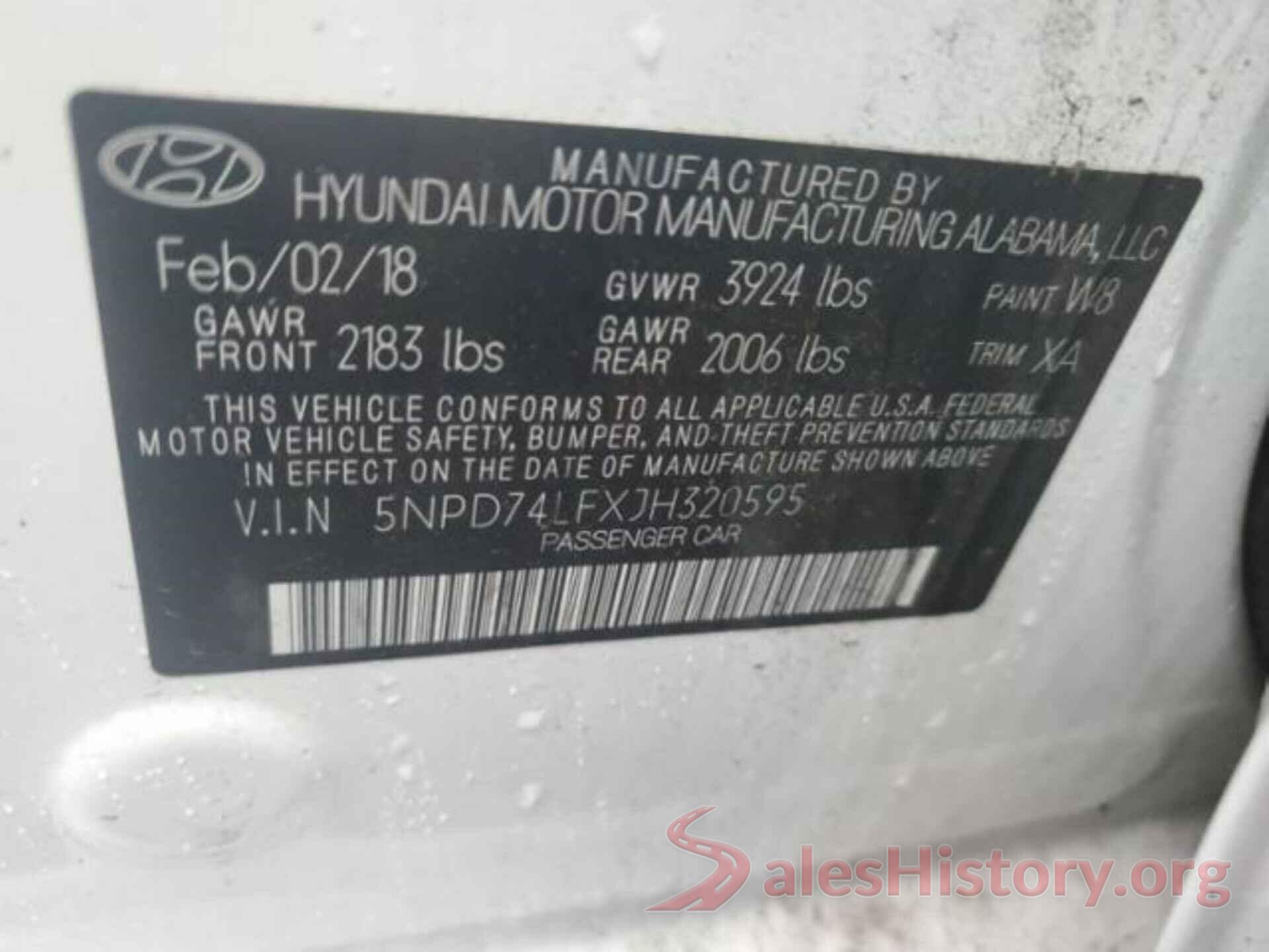 5NPD74LFXJH320595 2018 HYUNDAI ELANTRA