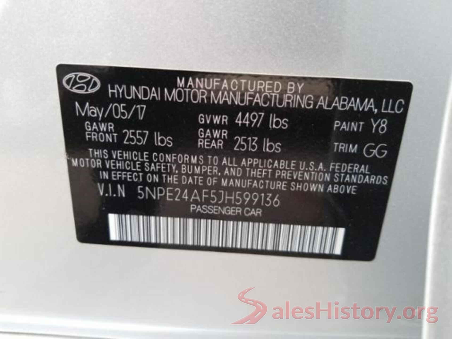 5NPE24AF5JH599136 2018 HYUNDAI SONATA