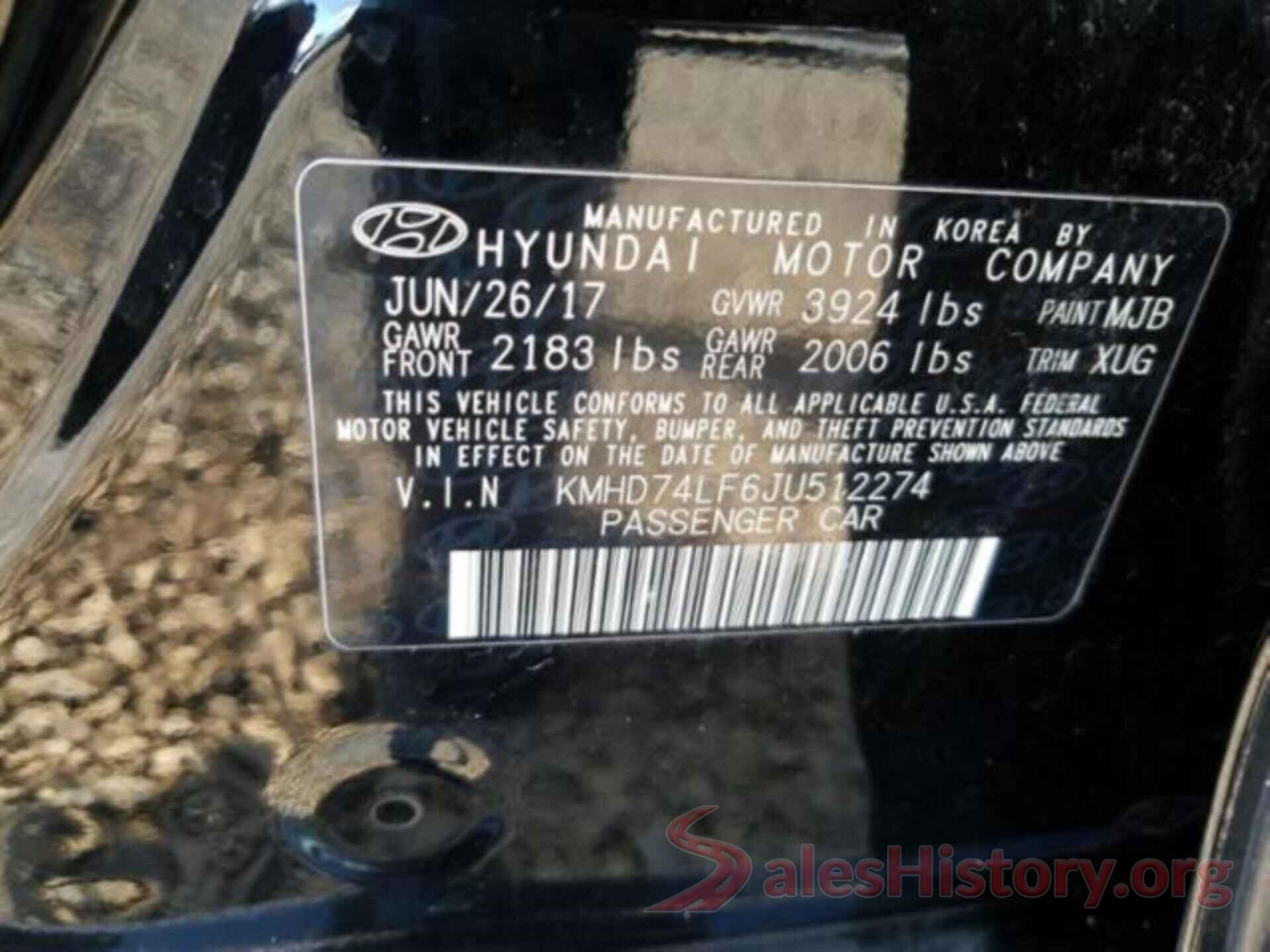 KMHD74LF6JU512274 2018 HYUNDAI ELANTRA