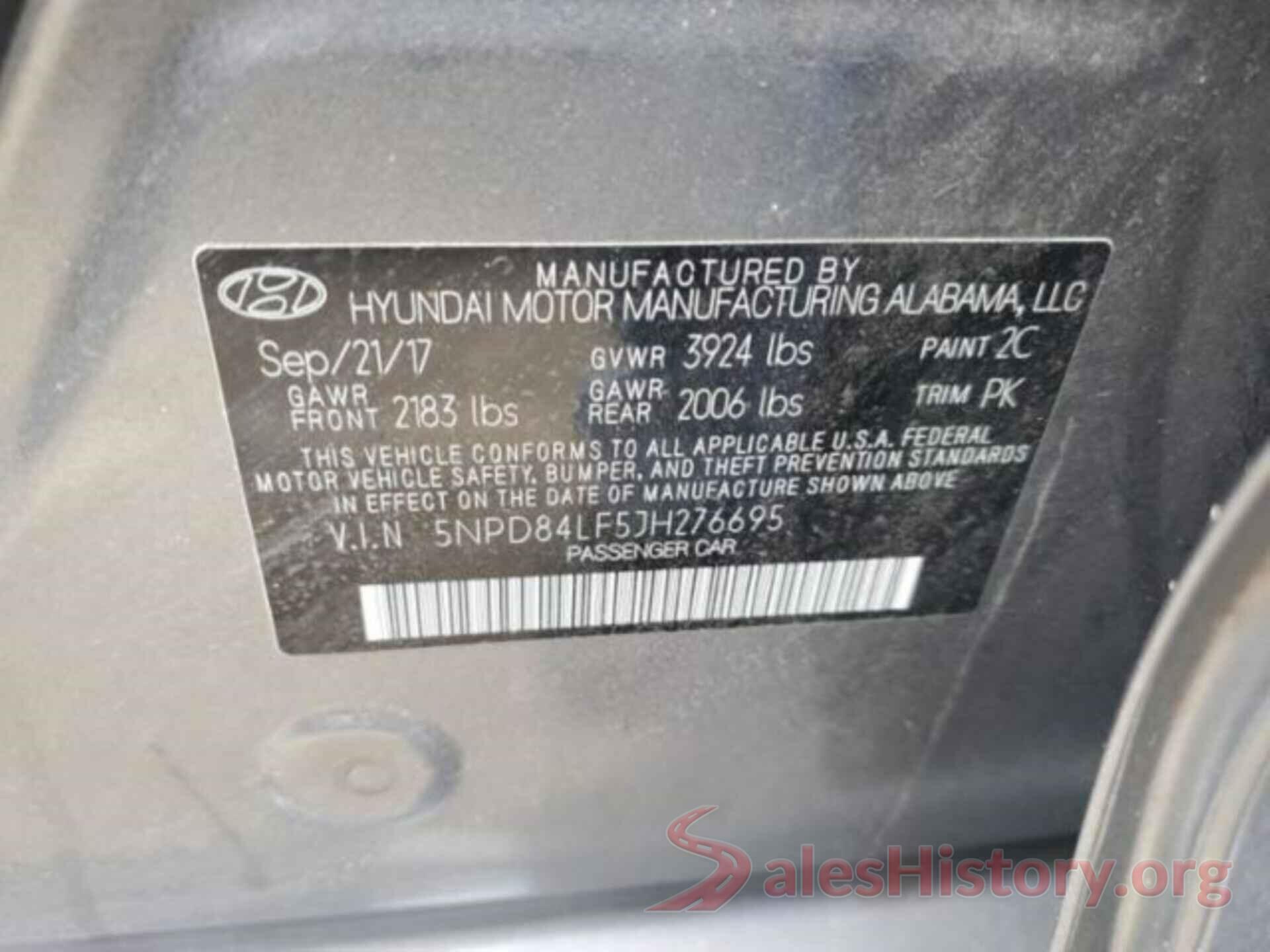 5NPD84LF5JH276695 2018 HYUNDAI ELANTRA