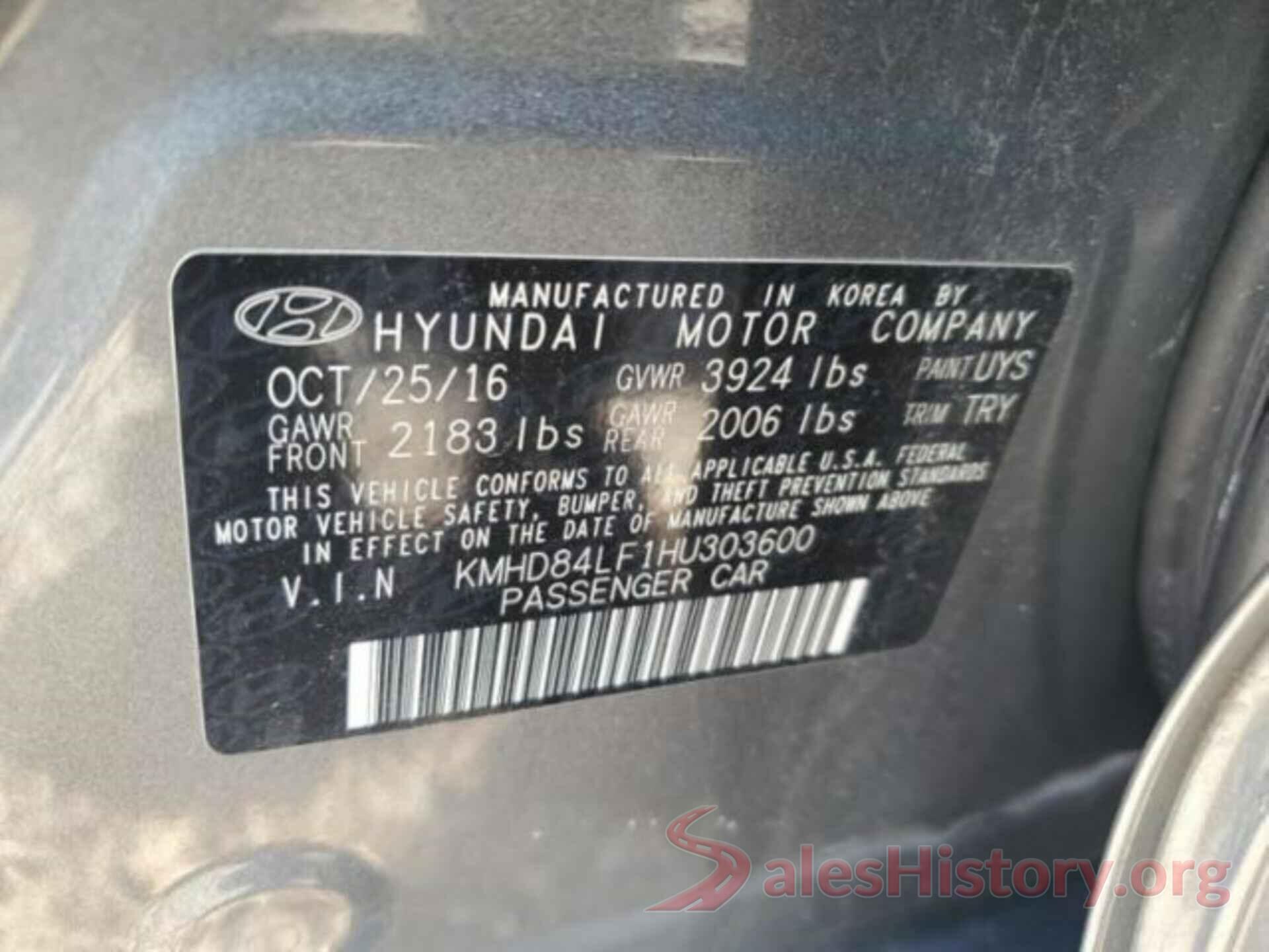 KMHD84LF1HU303600 2017 HYUNDAI ELANTRA