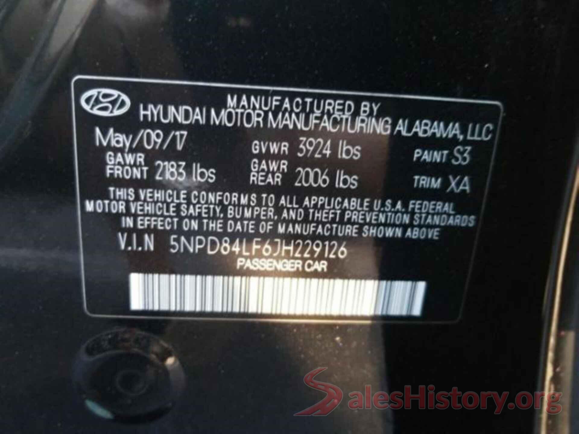 5NPD84LF6JH229126 2018 HYUNDAI ELANTRA