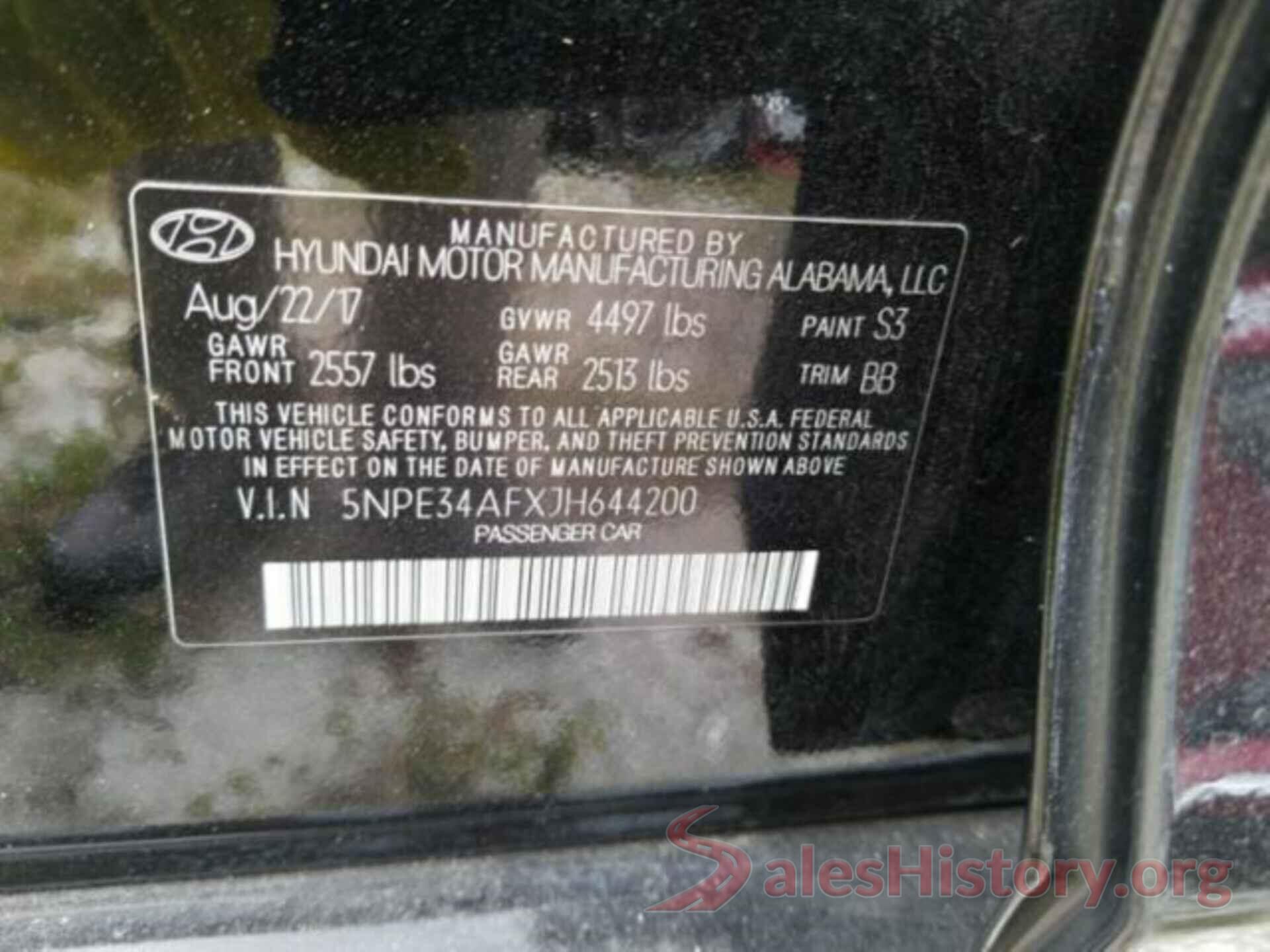 5NPE34AFXJH644200 2018 HYUNDAI SONATA