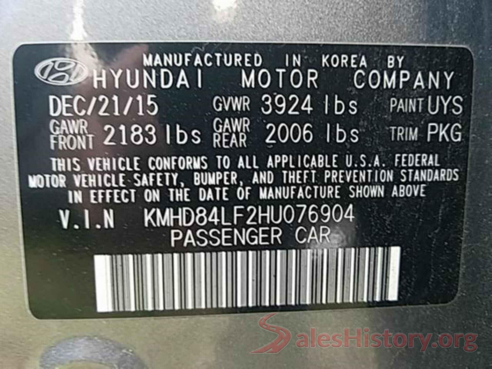 KMHD84LF2HU076904 2017 HYUNDAI ELANTRA