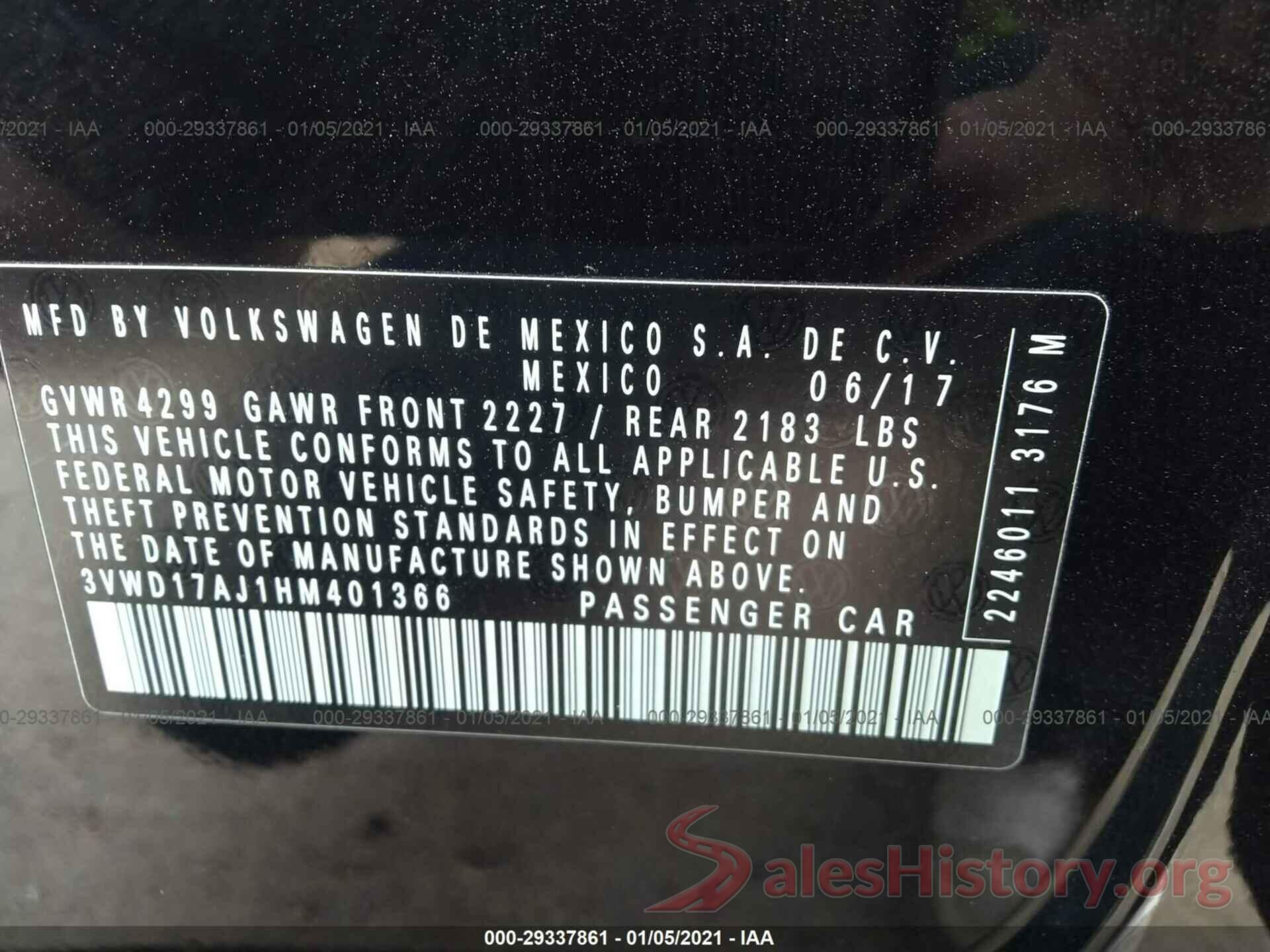 3VWD17AJ1HM401366 2017 VOLKSWAGEN JETTA