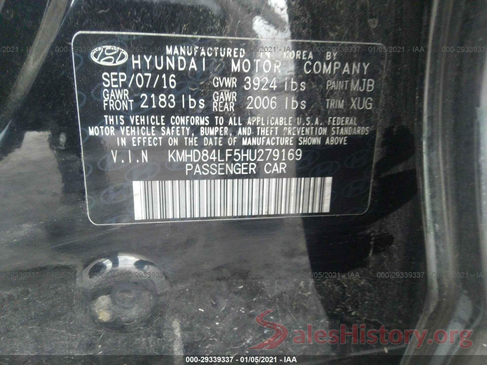 KMHD84LF5HU279169 2017 HYUNDAI ELANTRA