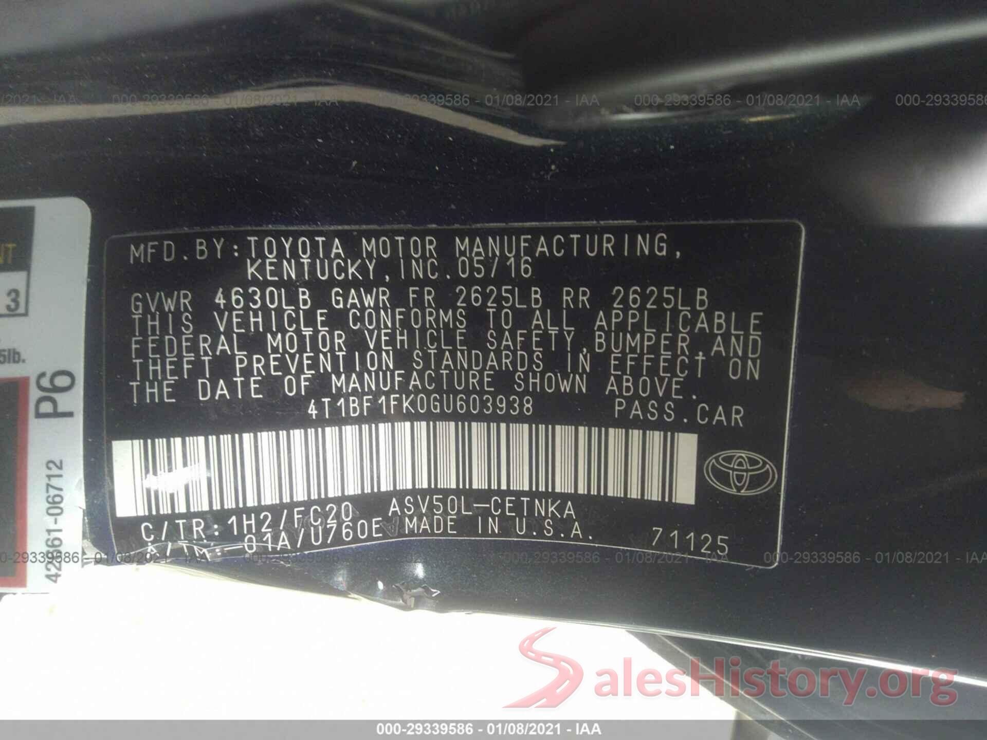 4T1BF1FK0GU603938 2016 TOYOTA CAMRY