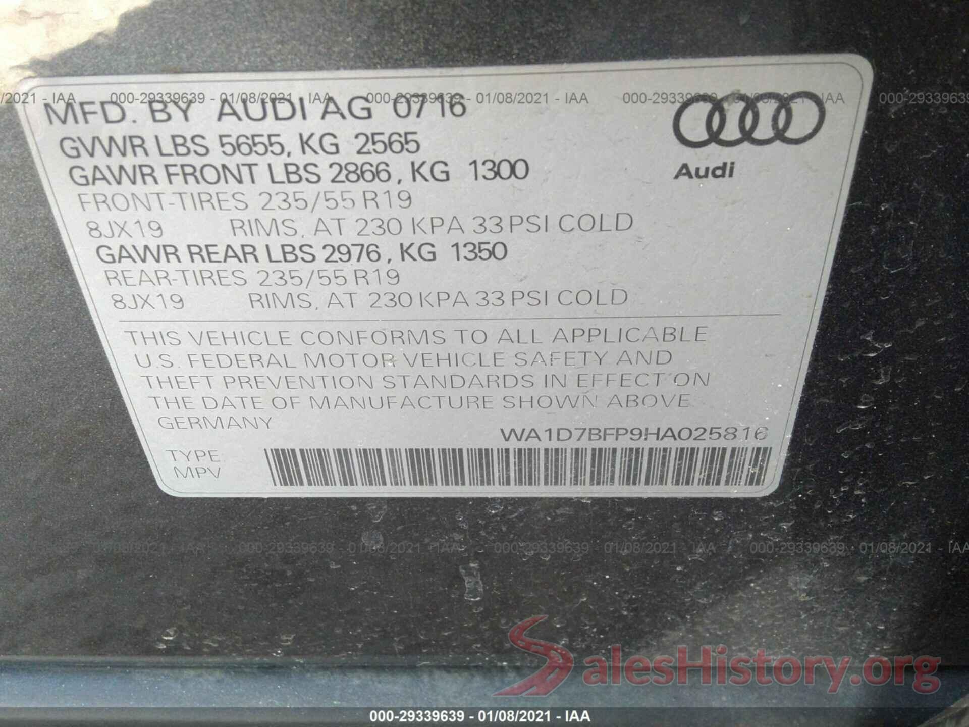 WA1D7BFP9HA025816 2017 AUDI Q5