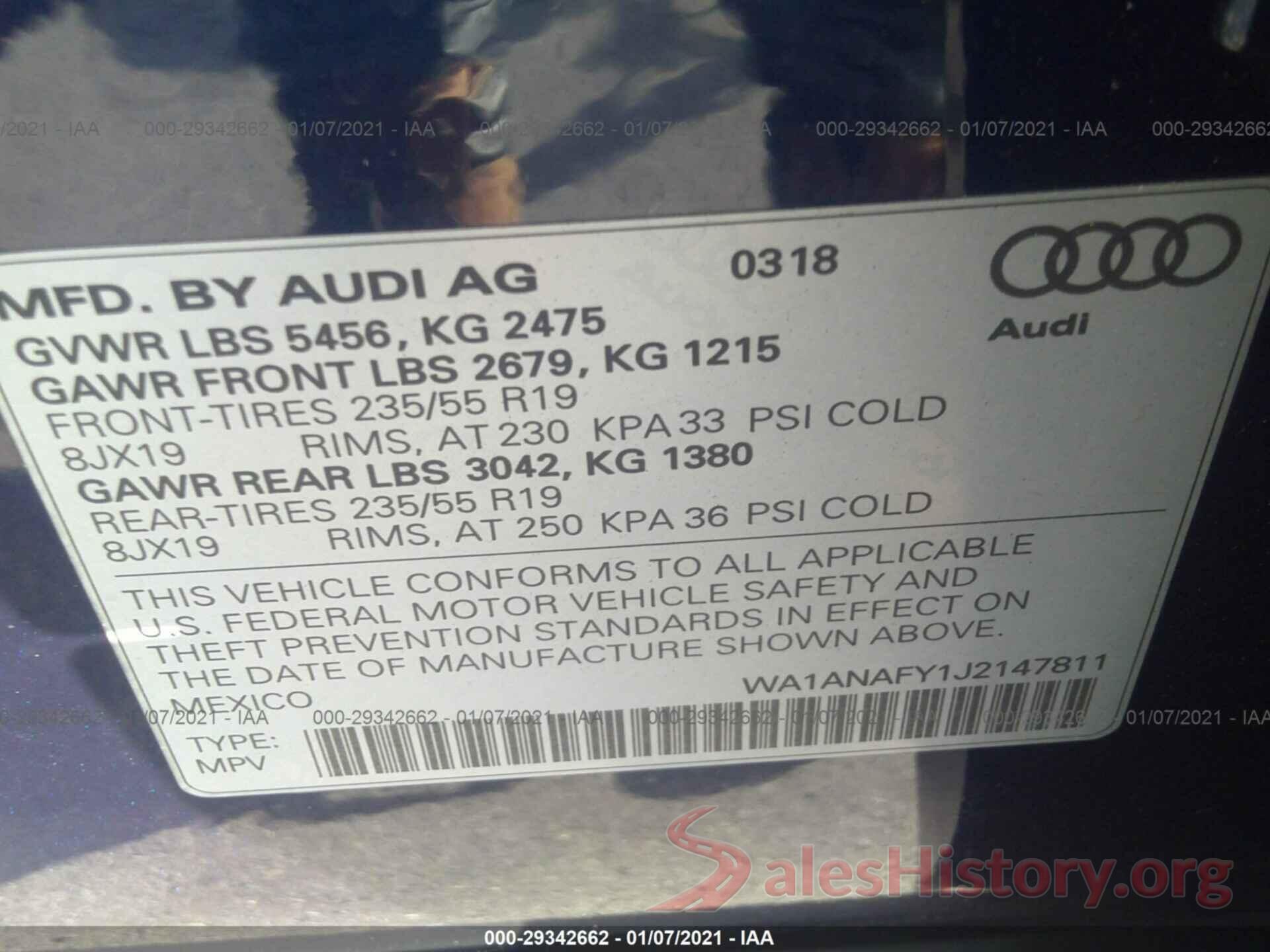 WA1ANAFY1J2147811 2018 AUDI Q5