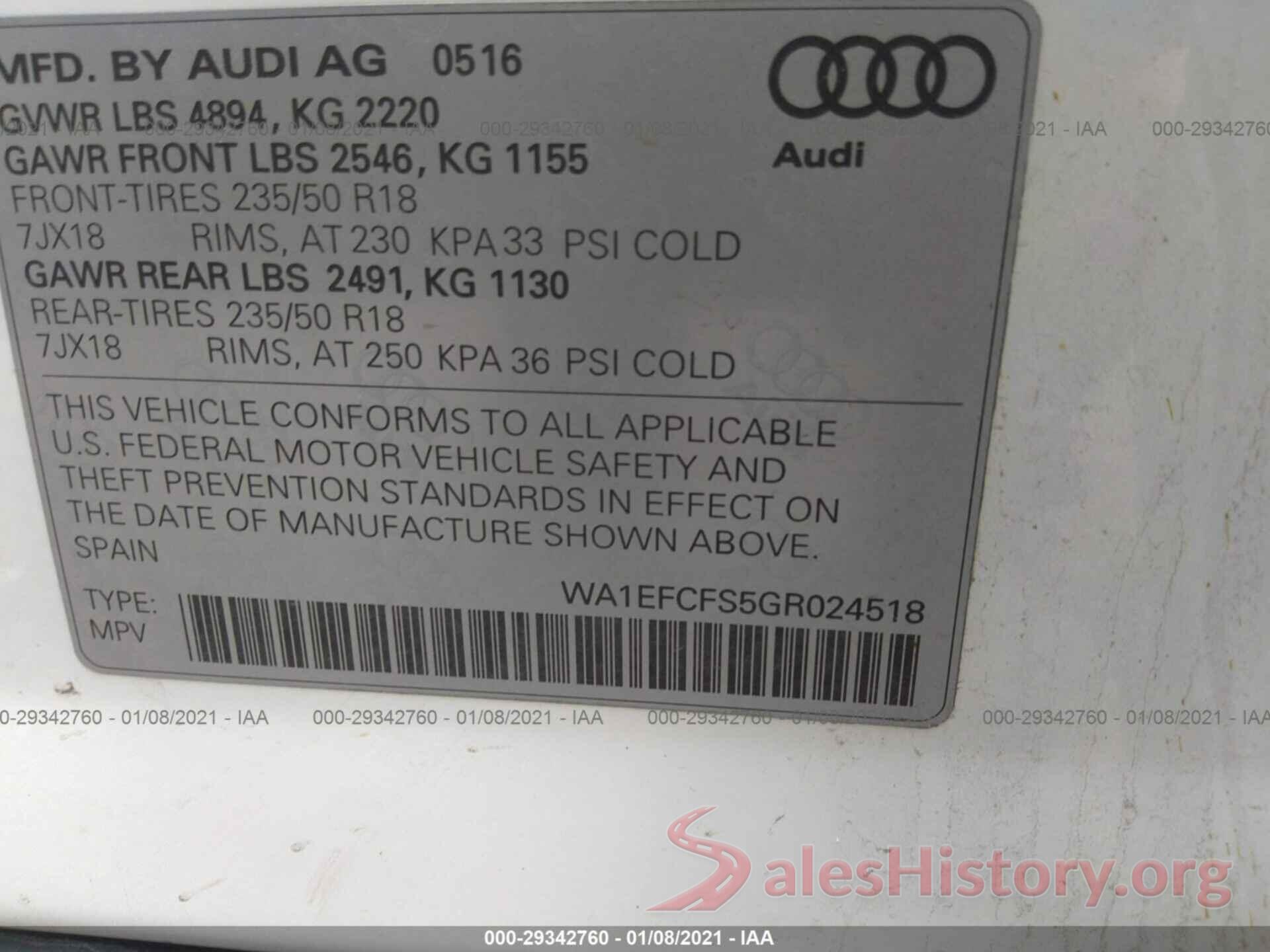 WA1EFCFS5GR024518 2016 AUDI Q3