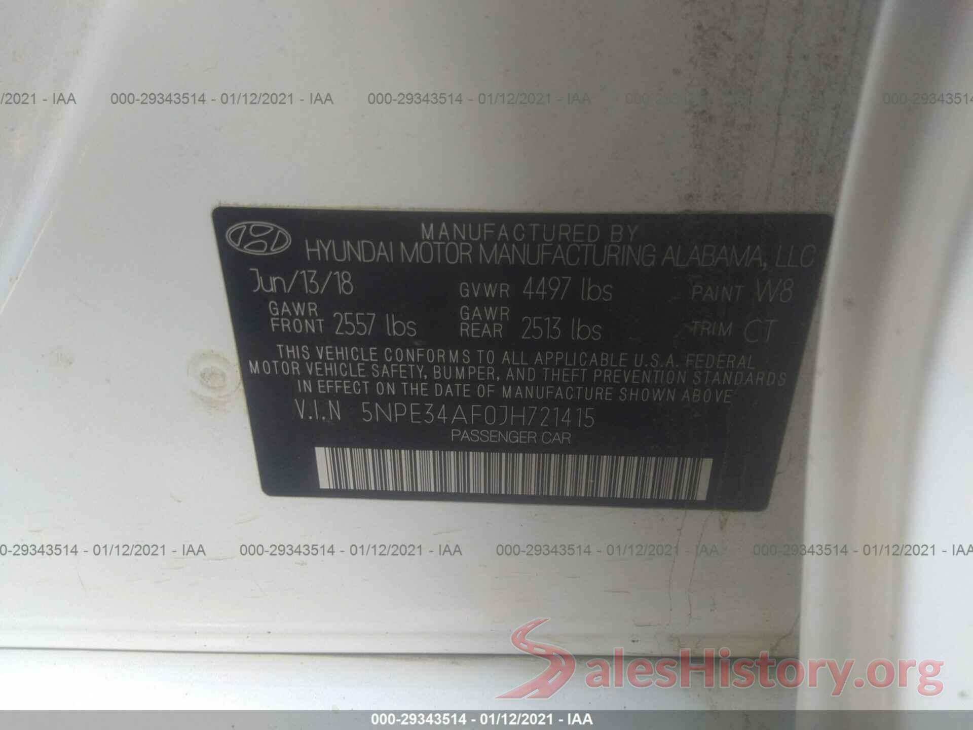 5NPE34AF0JH721415 2018 HYUNDAI SONATA