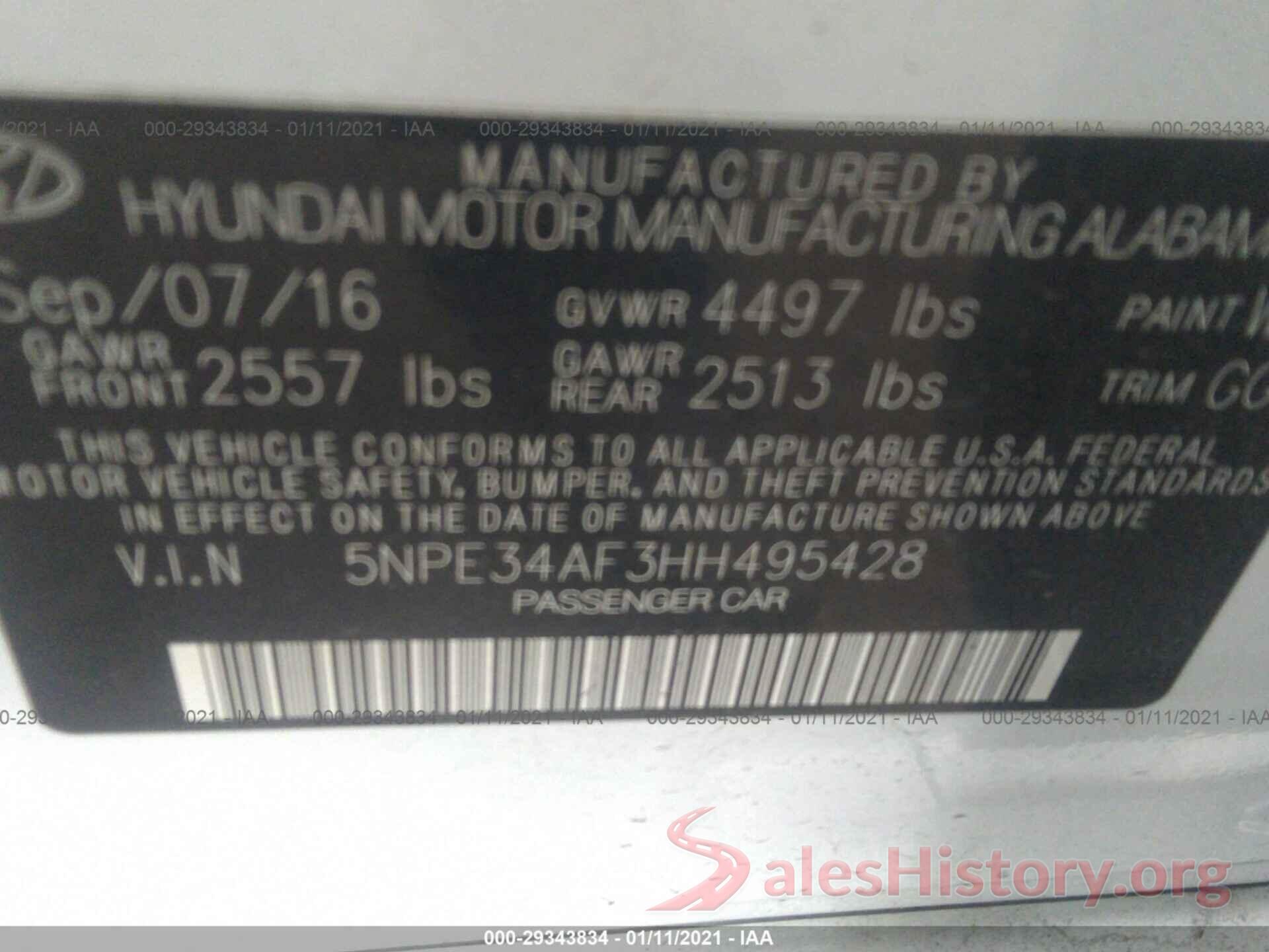 5NPE34AF3HH495428 2017 HYUNDAI SONATA