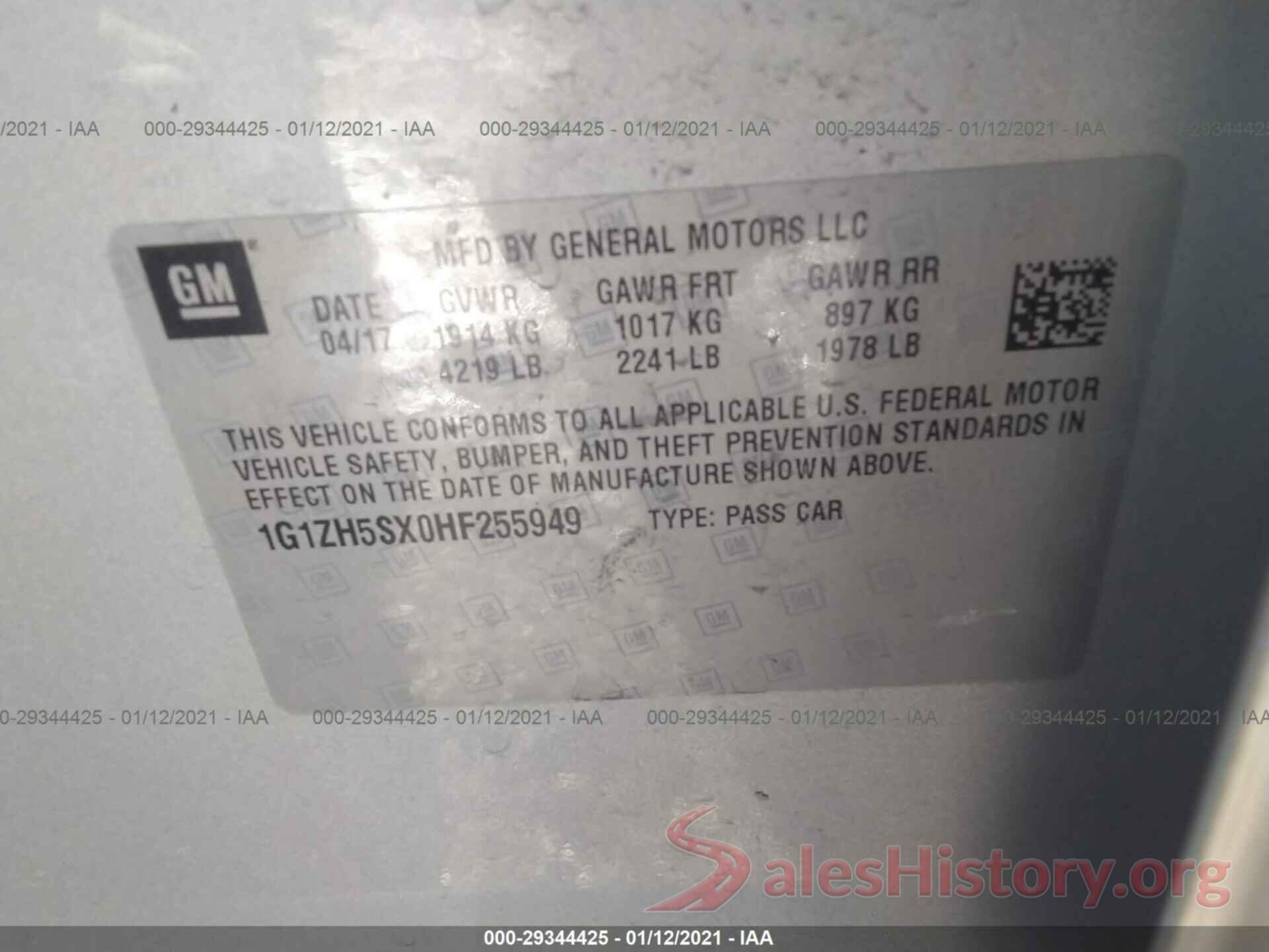 1G1ZH5SX0HF255949 2017 CHEVROLET MALIBU