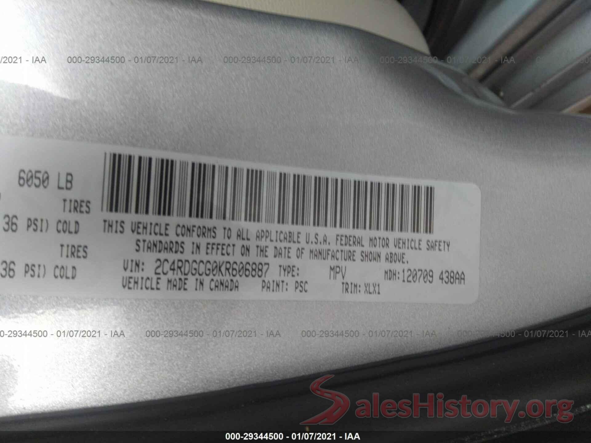 2C4RDGCG0KR606887 2019 DODGE GRAND CARAVAN