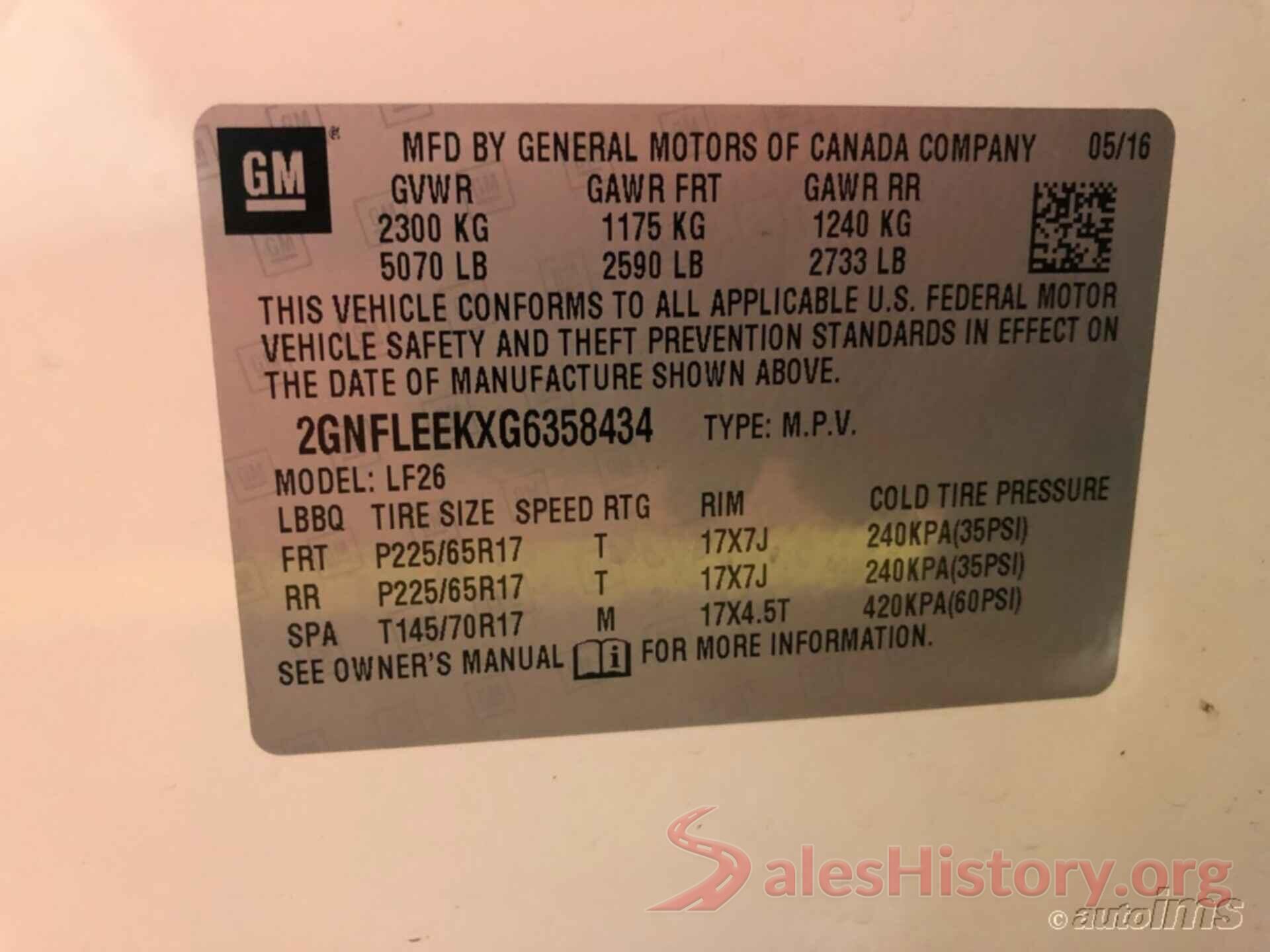 2GNFLEEKXG6358434 2016 CHEVROLET EQUINOX