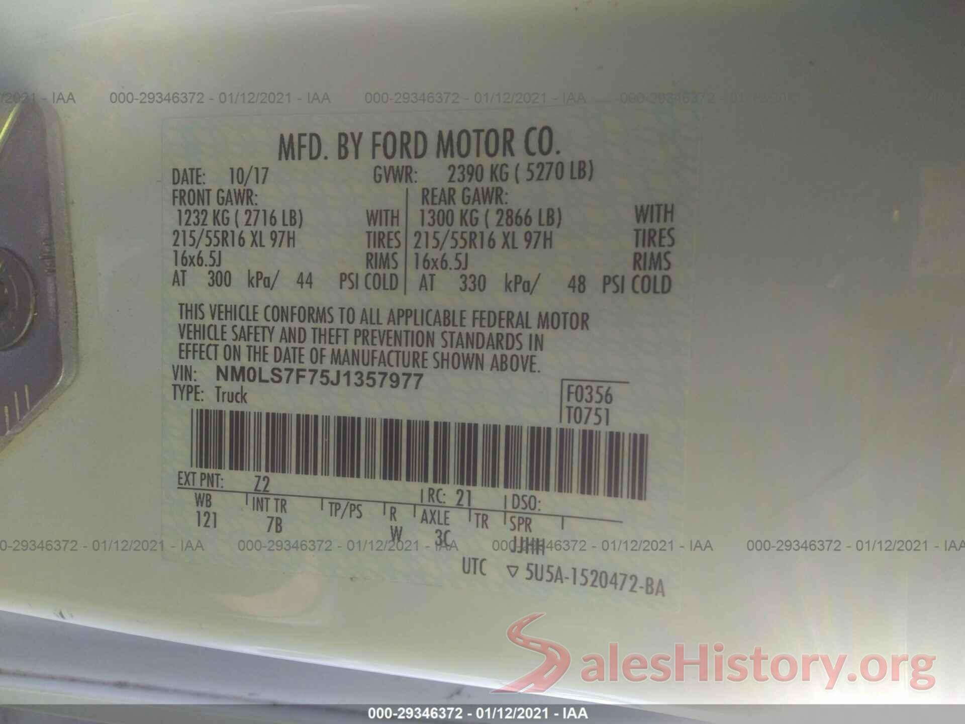 NM0LS7F75J1357977 2018 FORD TRANSIT CONNECT VAN