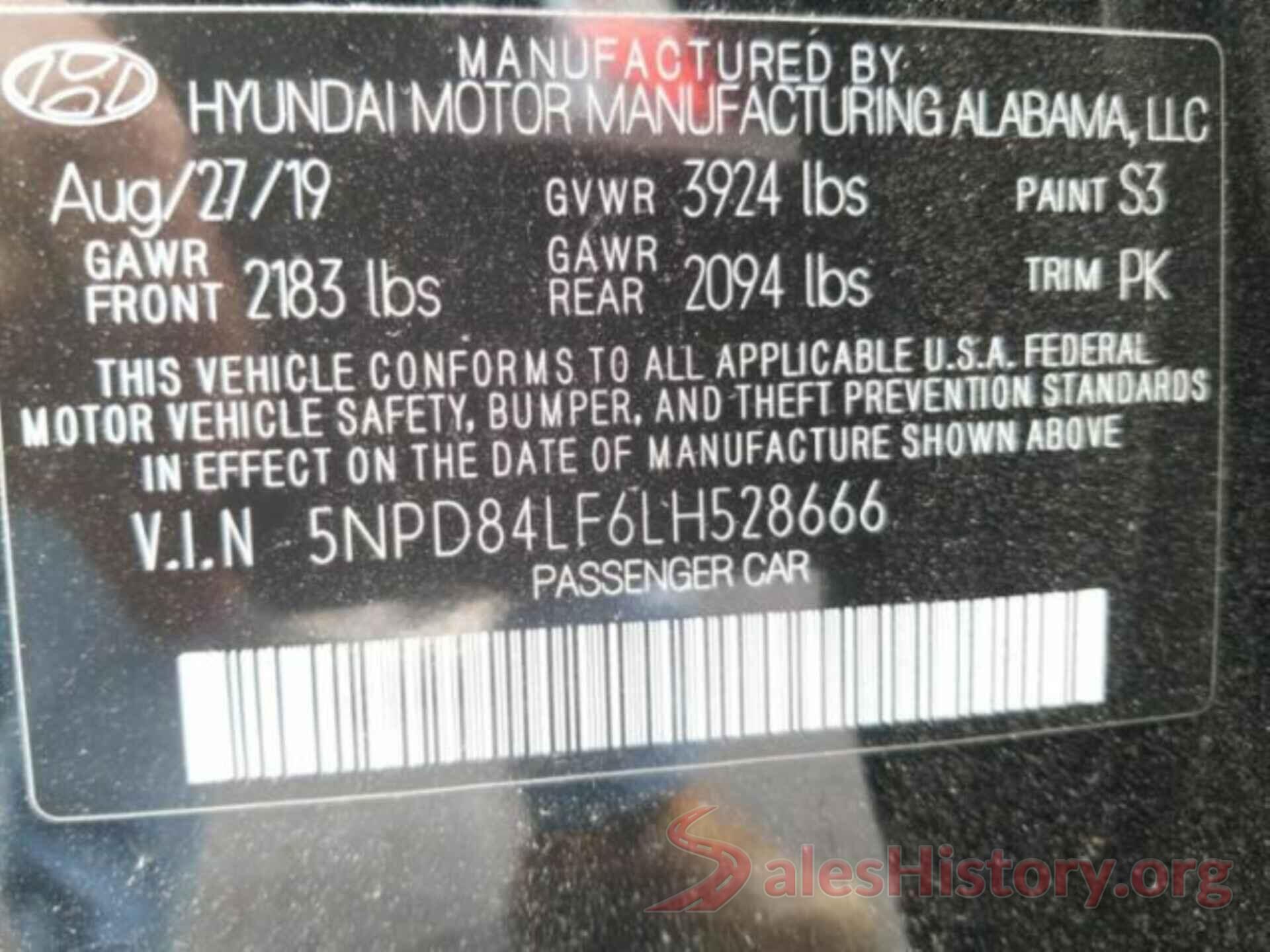 5NPD84LF6LH528666 2020 HYUNDAI ELANTRA