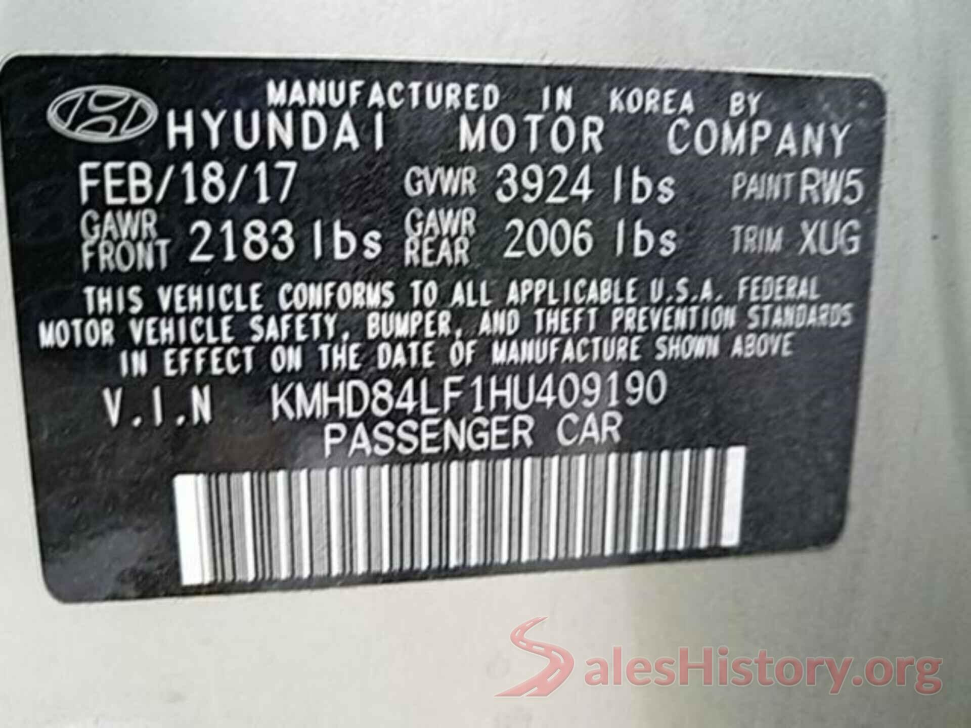 KMHD84LF1HU409190 2017 HYUNDAI ELANTRA