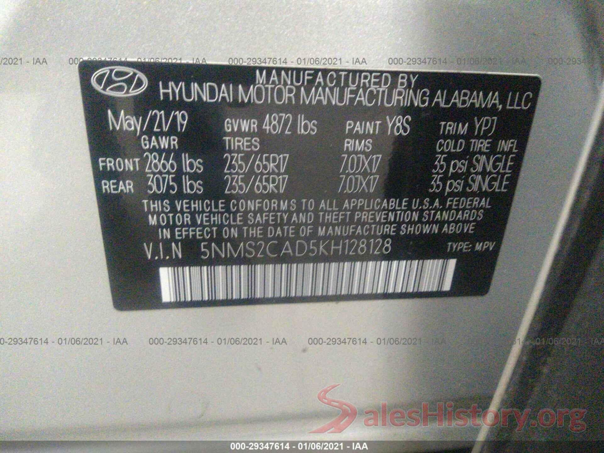 5NMS2CAD5KH128128 2019 HYUNDAI SANTA FE