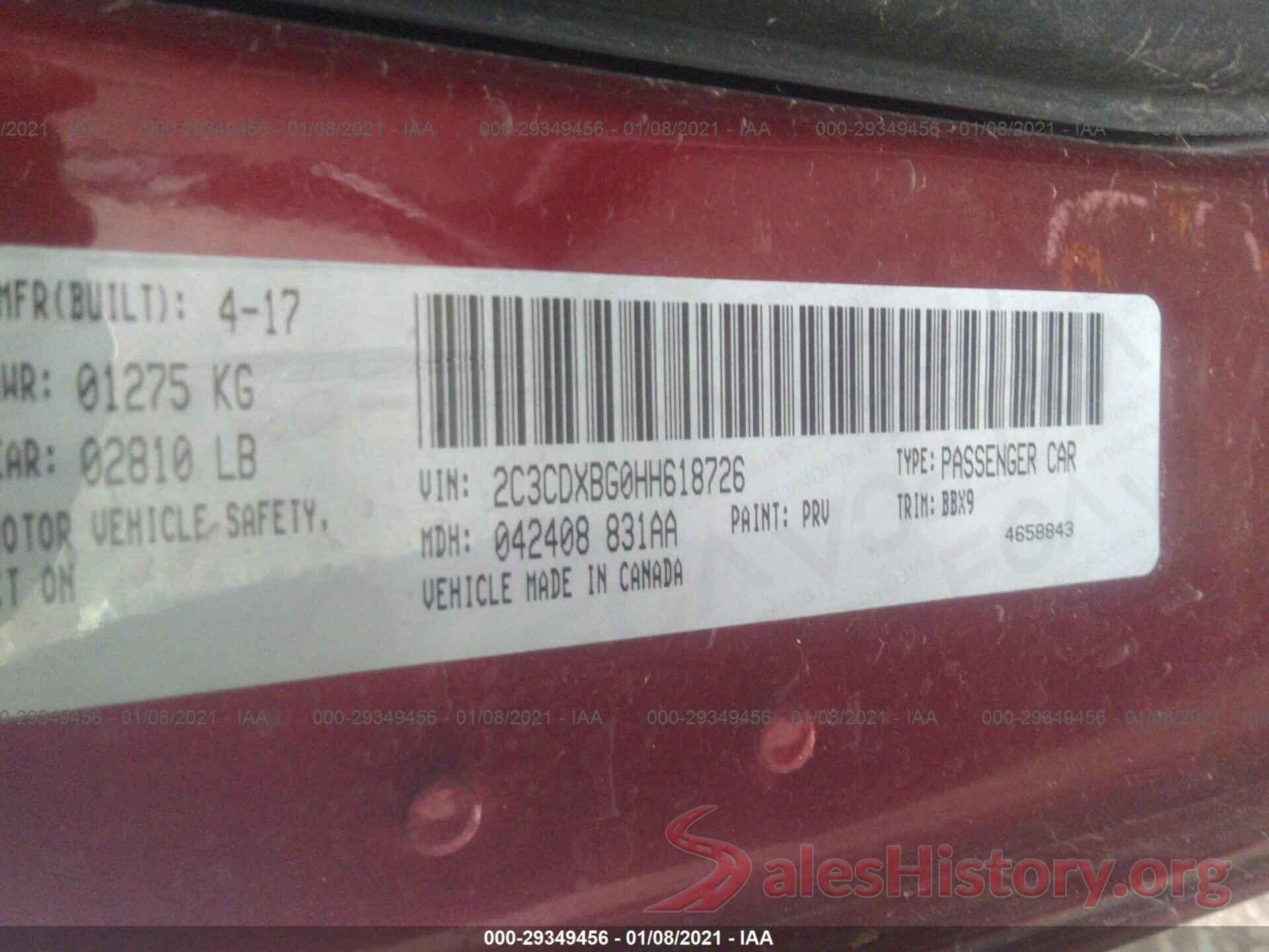 2C3CDXBG0HH618726 2017 DODGE CHARGER