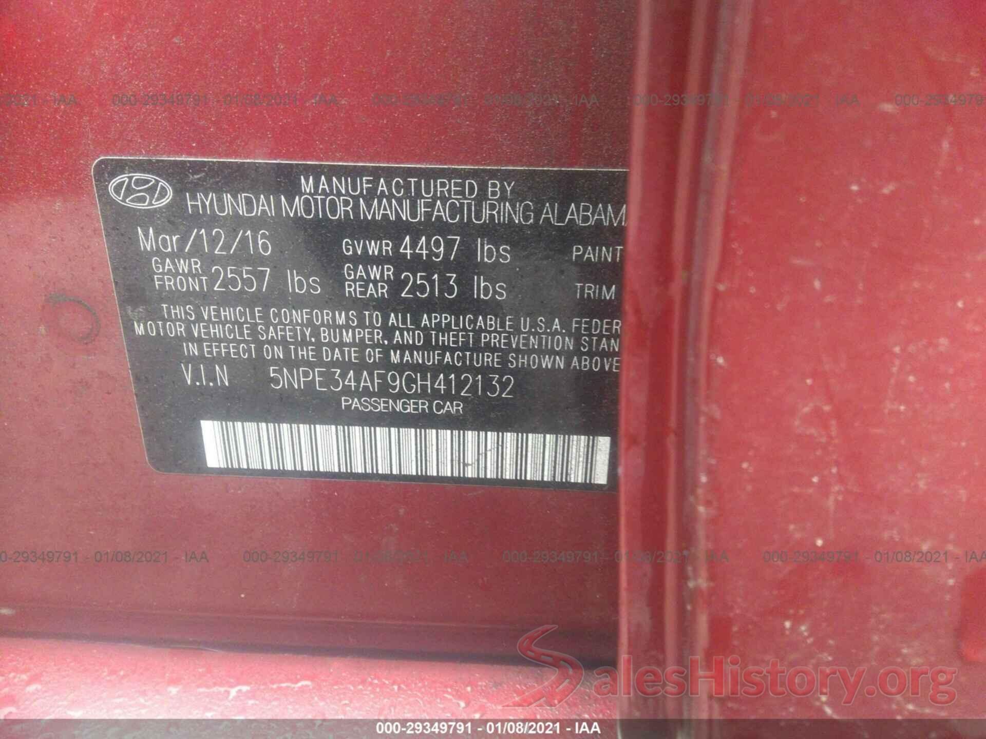 5NPE34AF9GH412132 2016 HYUNDAI SONATA