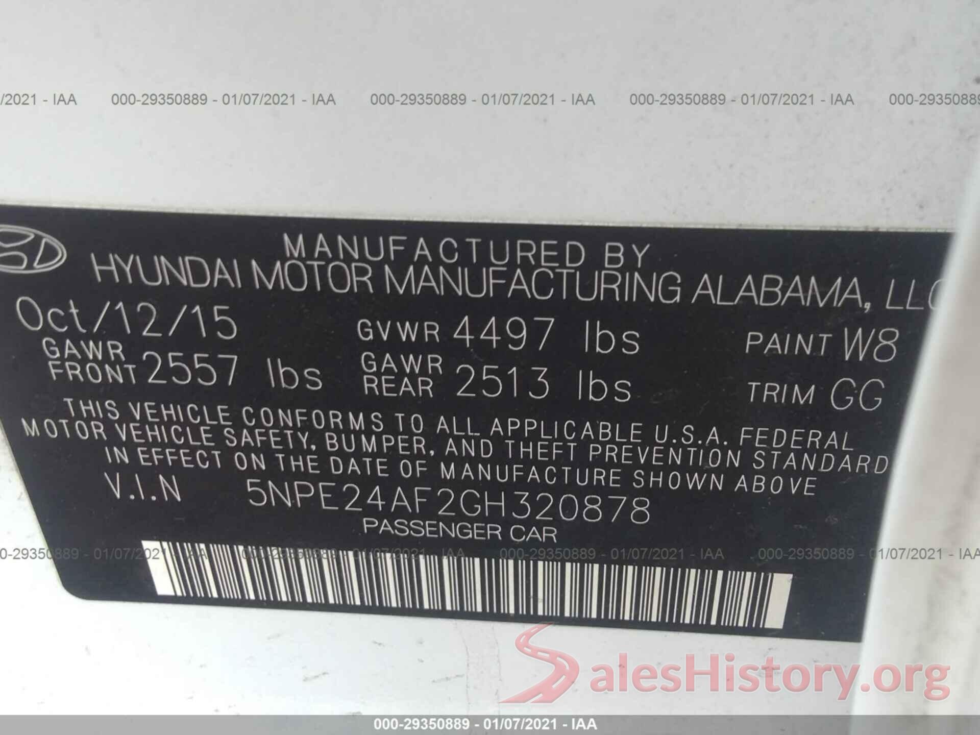 5NPE24AF2GH320878 2016 HYUNDAI SONATA