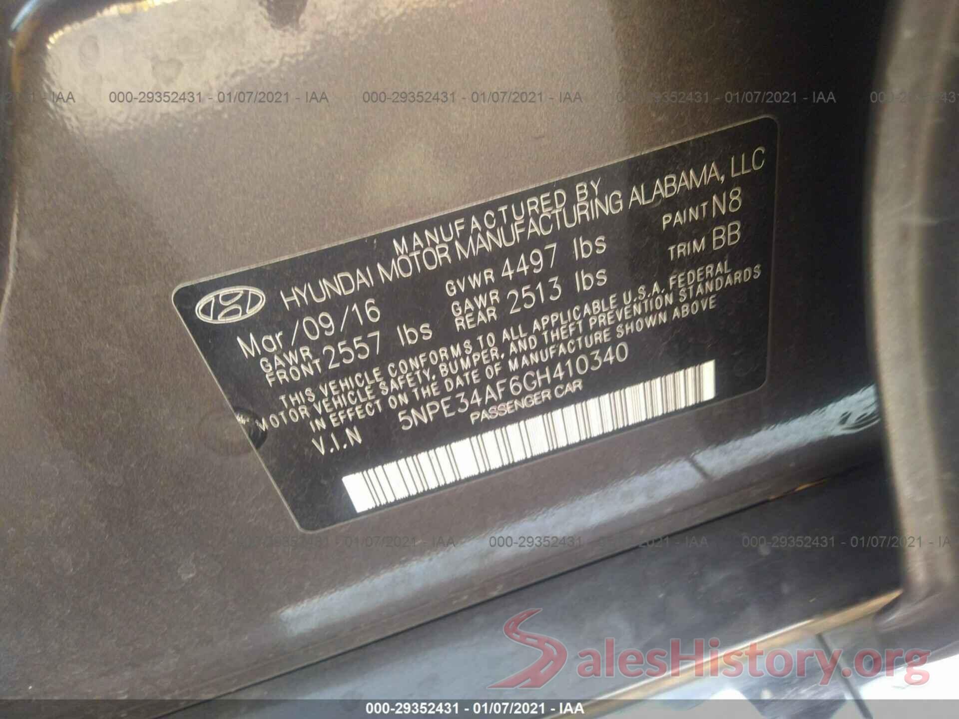 5NPE34AF6GH410340 2016 HYUNDAI SONATA