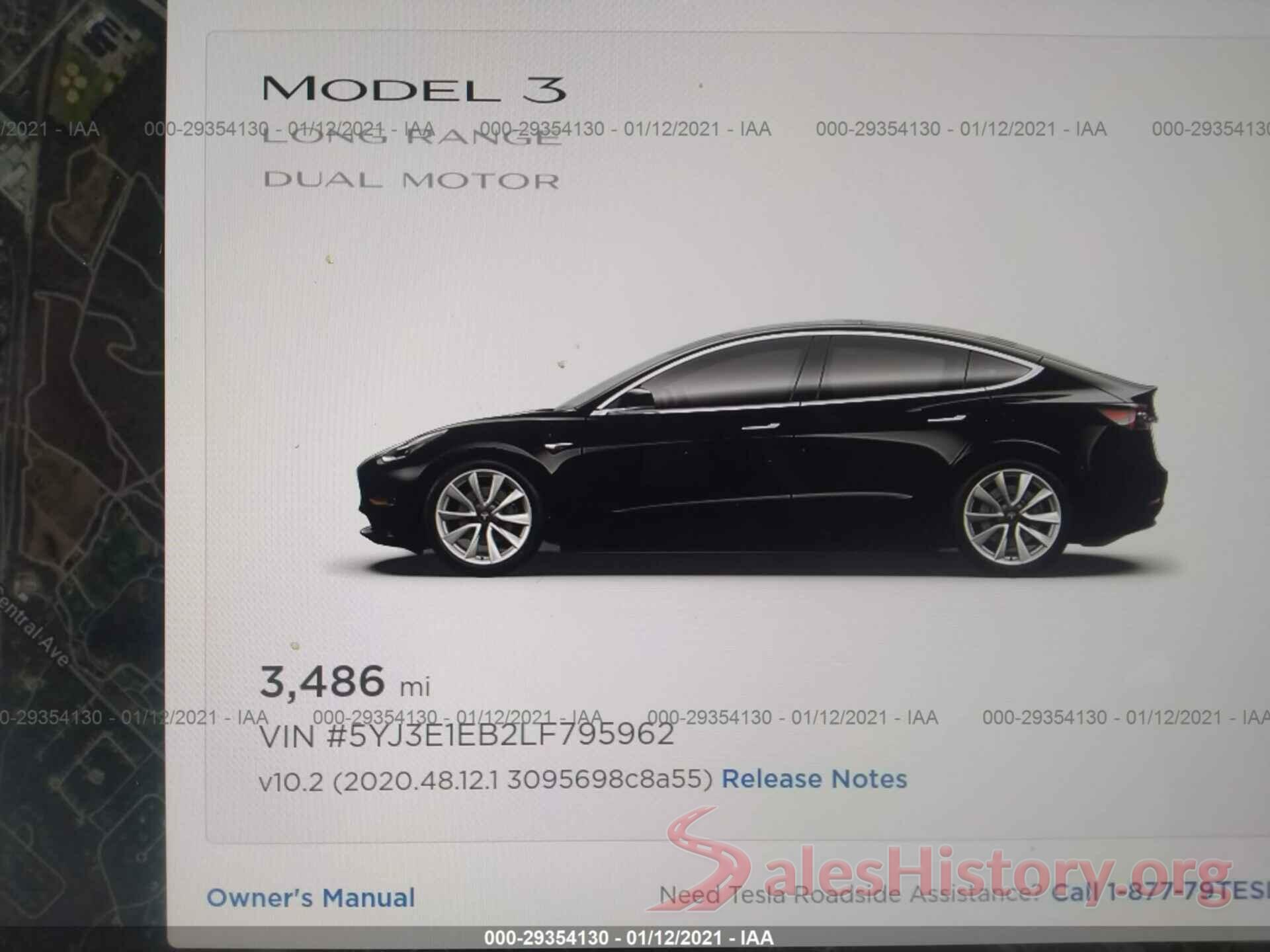 5YJ3E1EB2LF795962 2020 TESLA MODEL 3