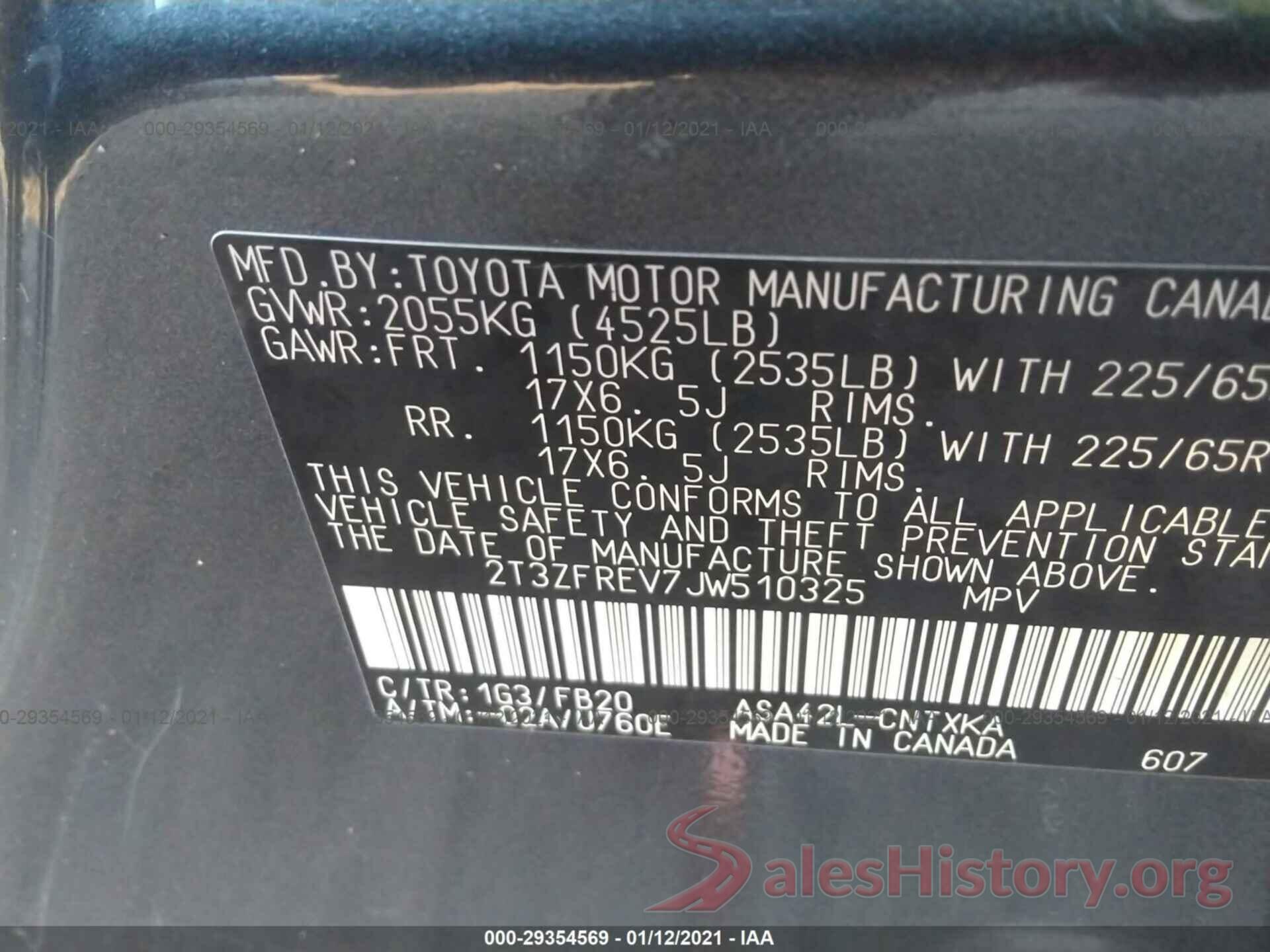 2T3ZFREV7JW510325 2018 TOYOTA RAV4