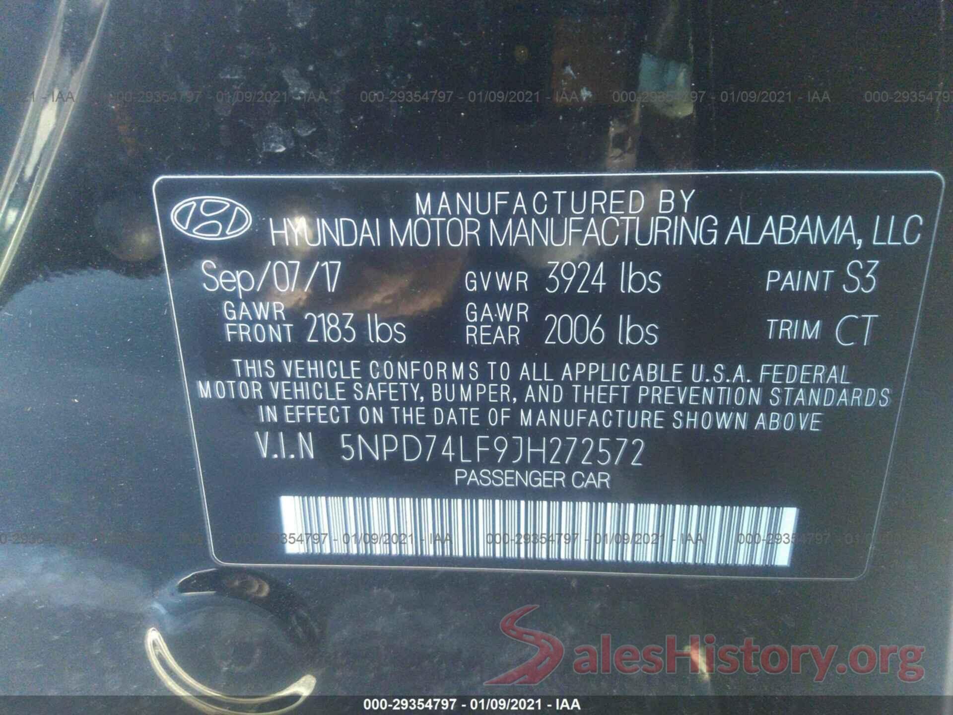 5NPD74LF9JH272572 2018 HYUNDAI ELANTRA