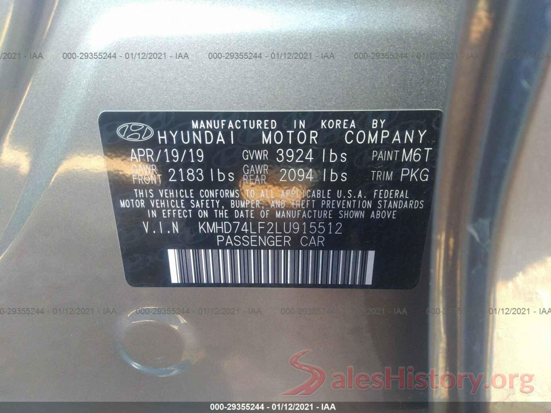 KMHD74LF2LU915512 2020 HYUNDAI ELANTRA