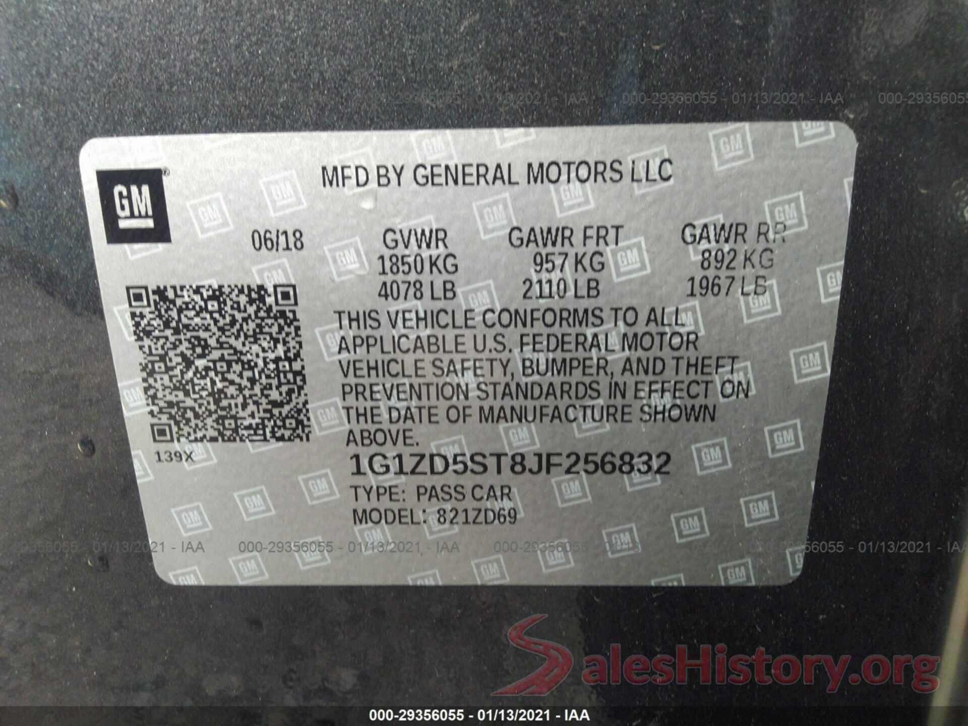 1G1ZD5ST8JF256832 2018 CHEVROLET MALIBU