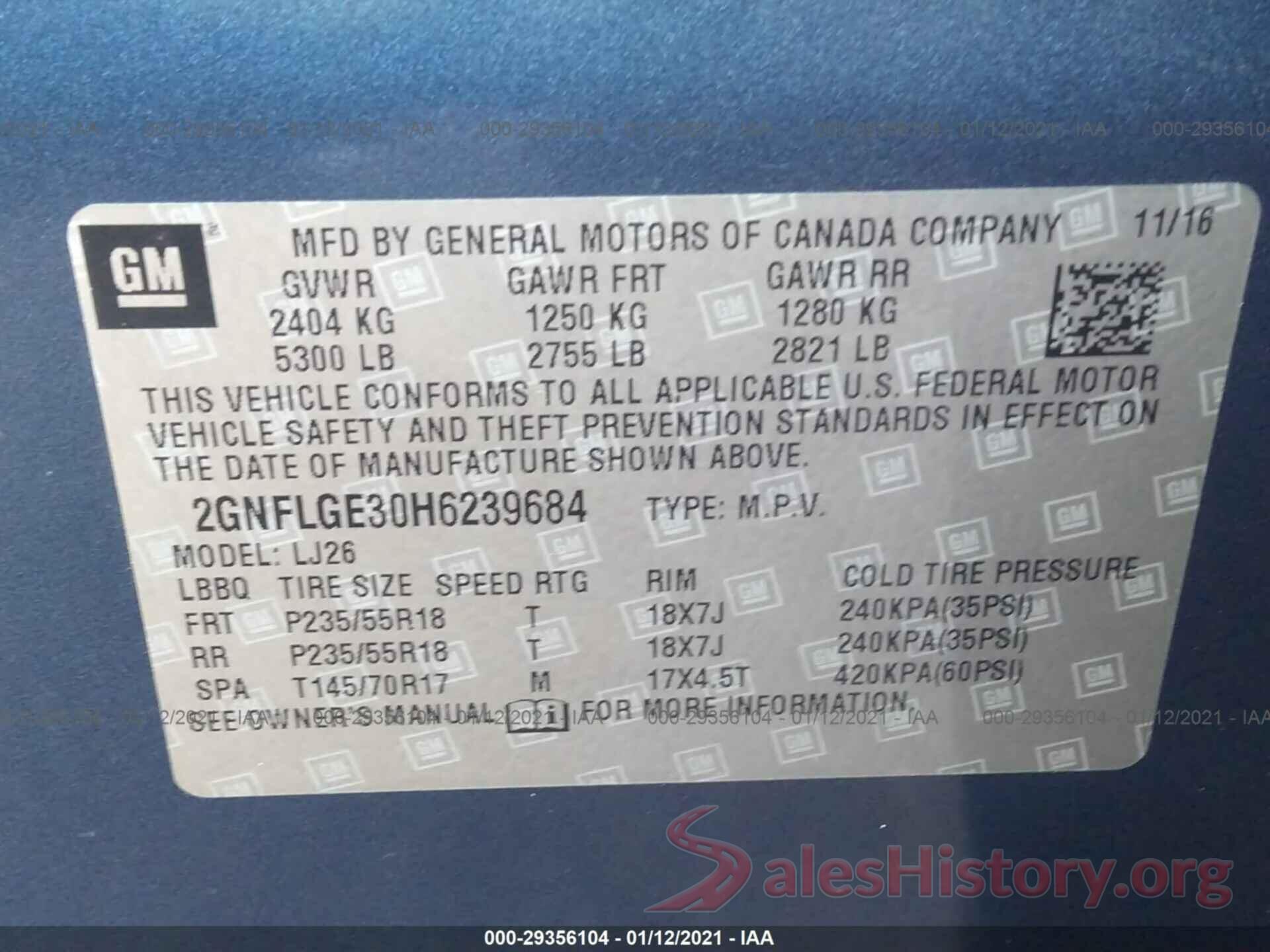 2GNFLGE30H6239684 2017 CHEVROLET EQUINOX