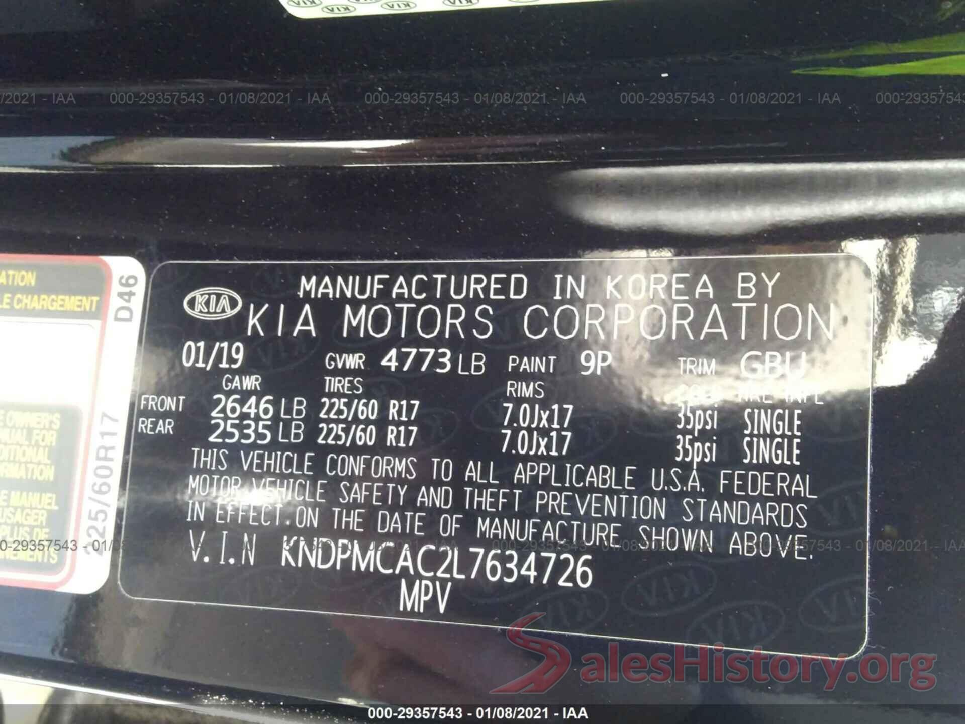 KNDPMCAC2L7634726 2020 KIA SPORTAGE