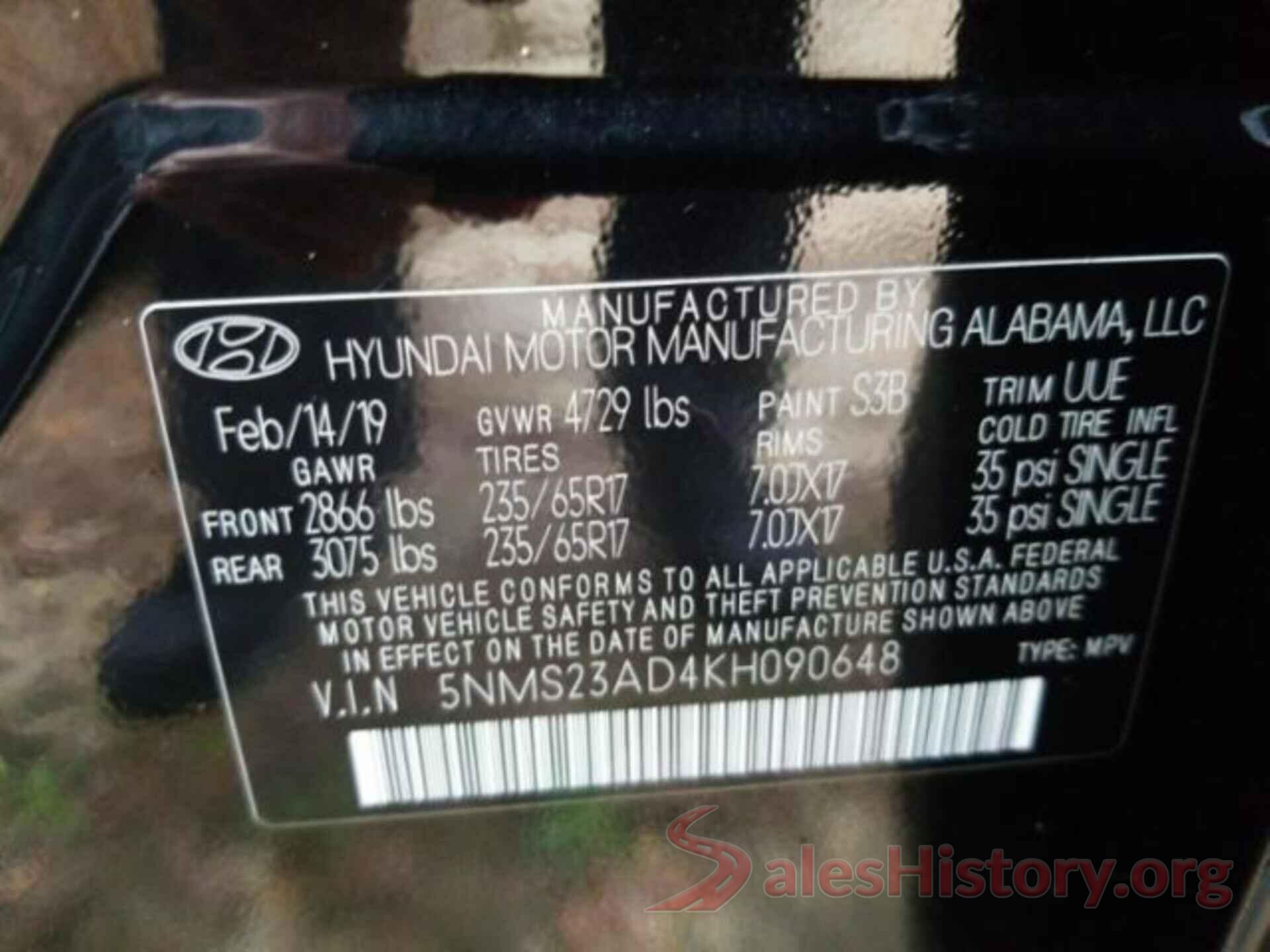 5NMS23AD4KH090648 2019 HYUNDAI SANTA FE