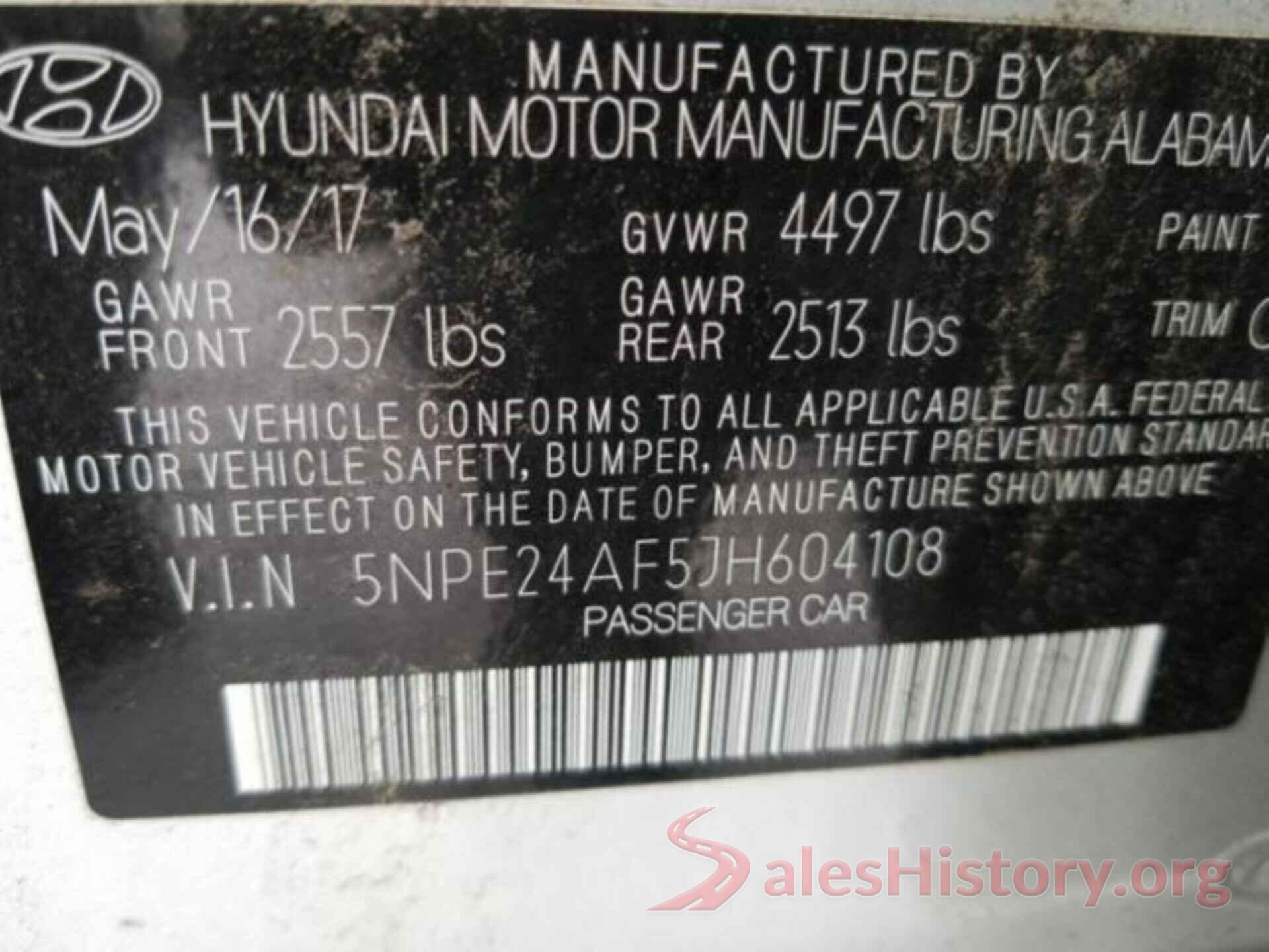 5NPE24AF5JH604108 2018 HYUNDAI SONATA