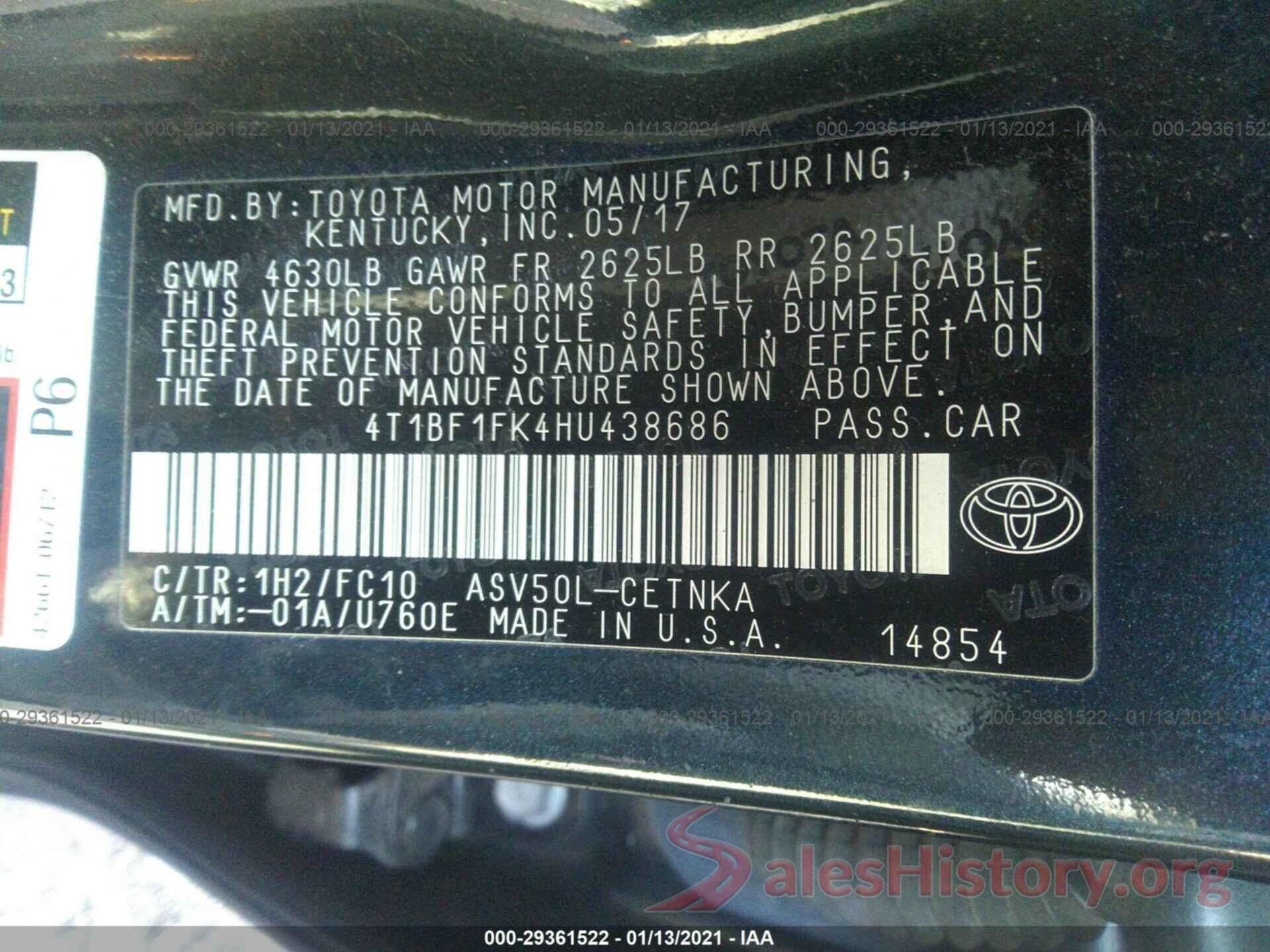 4T1BF1FK4HU438686 2017 TOYOTA CAMRY