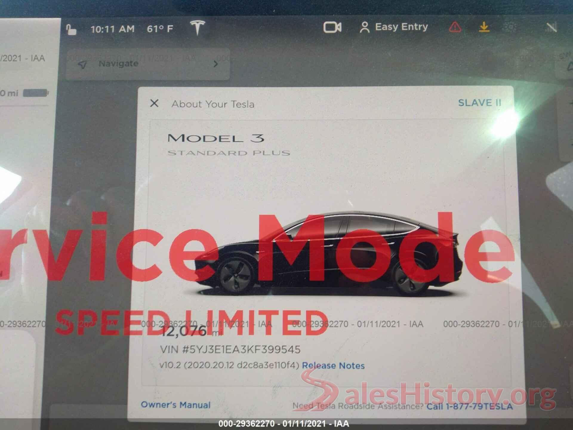 5YJ3E1EA3KF399545 2019 TESLA MODEL 3