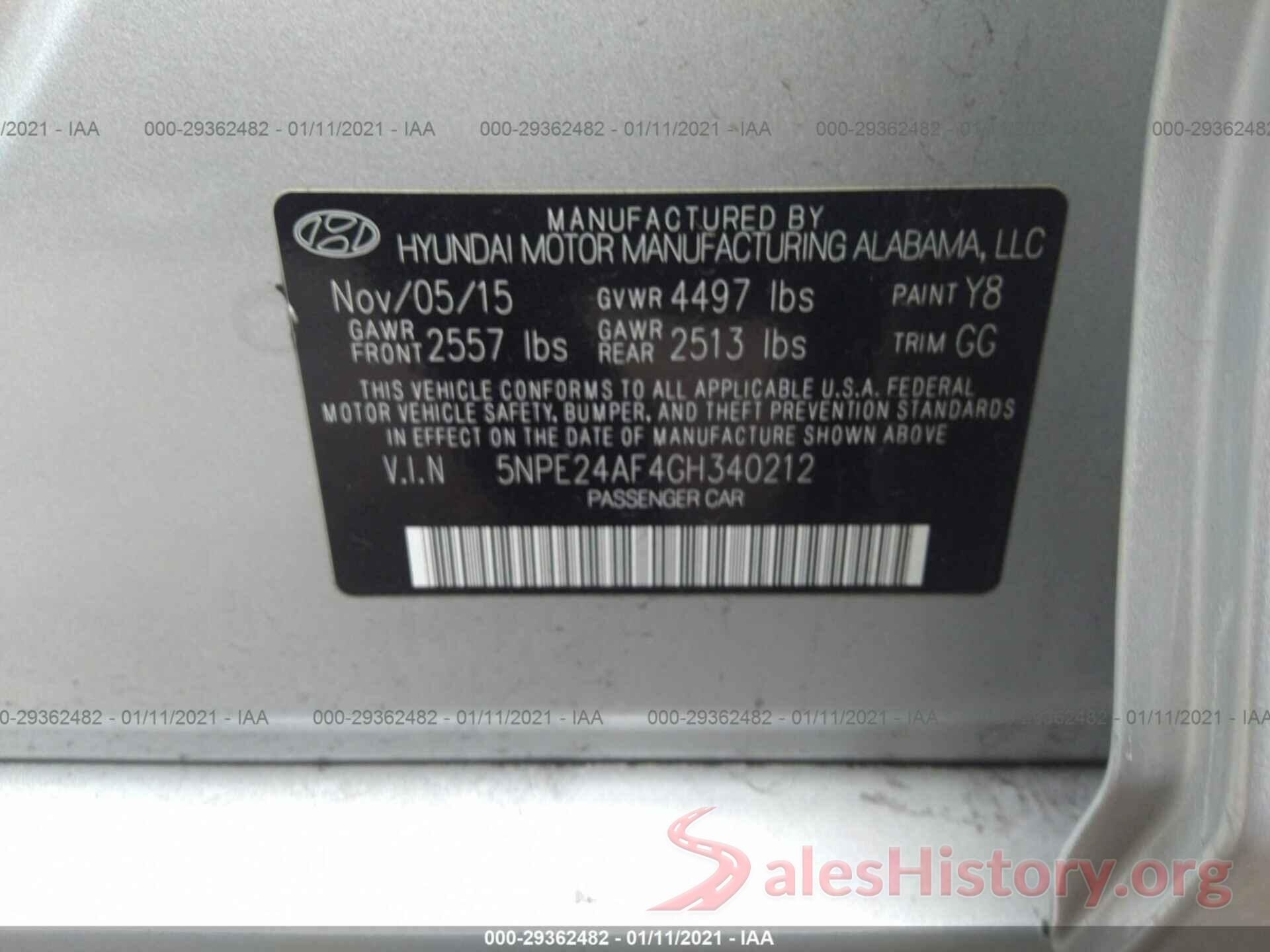 5NPE24AF4GH340212 2016 HYUNDAI SONATA