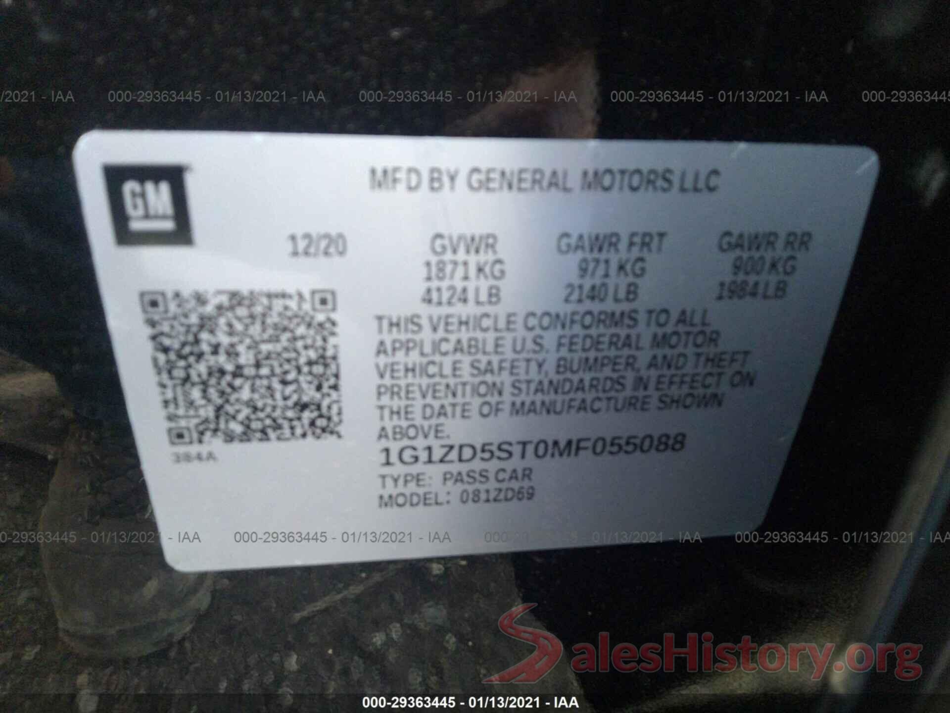 1G1ZD5ST0MF055088 2021 CHEVROLET MALIBU