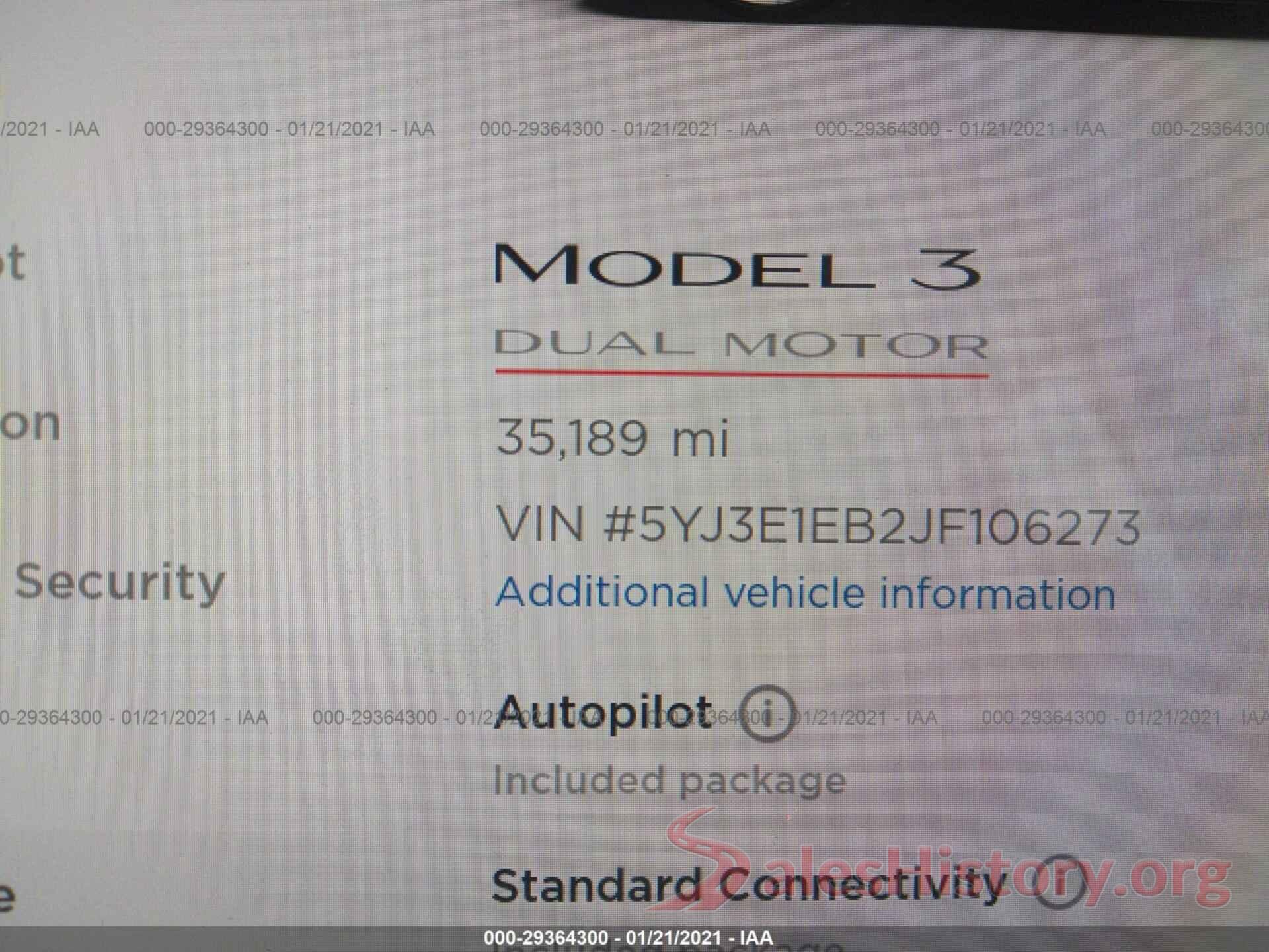 5YJ3E1EB2JF106273 2018 TESLA MODEL 3